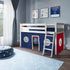 Jackpot Deluxe York 2 Twin Play Loft with Red/Blue/White Curtain