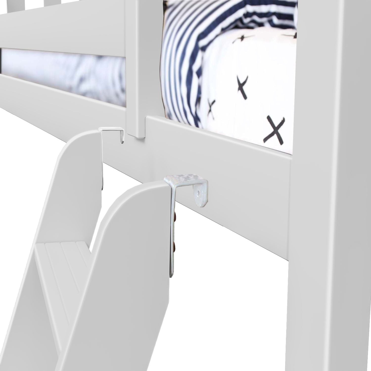Jackpot Deluxe York 2 Twin Play Loft with Red/Blue/White Curtain