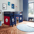 Jackpot Deluxe York 2 Twin Play Loft with Red/Blue/White Curtain