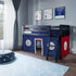 Jackpot Deluxe York 2 Twin Play Loft with Red/Blue/White Curtain