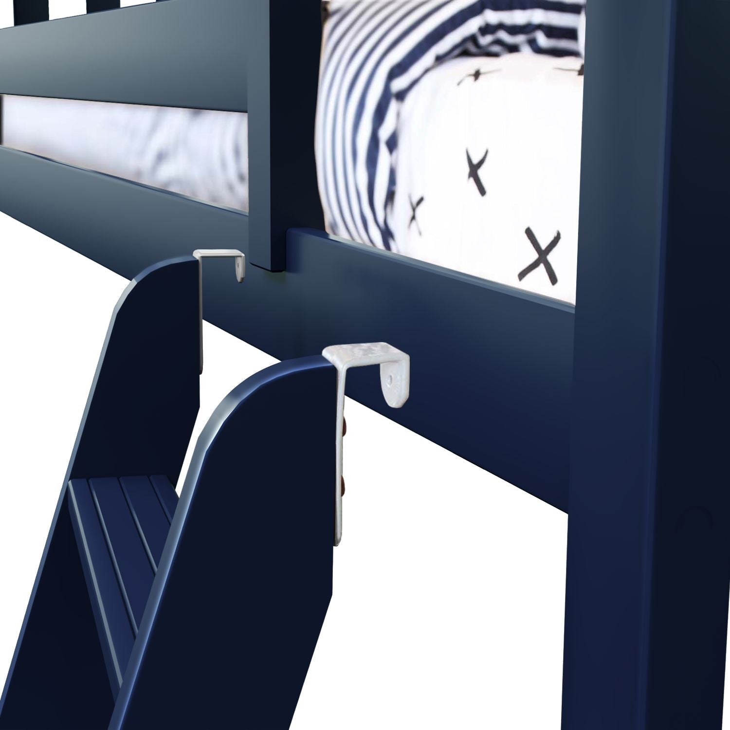 Jackpot Deluxe York 2 Twin Play Loft with Red/Blue/White Curtain