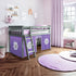 Jackpot Deluxe York 3 Twin Play Loft with Purple/White Curtain