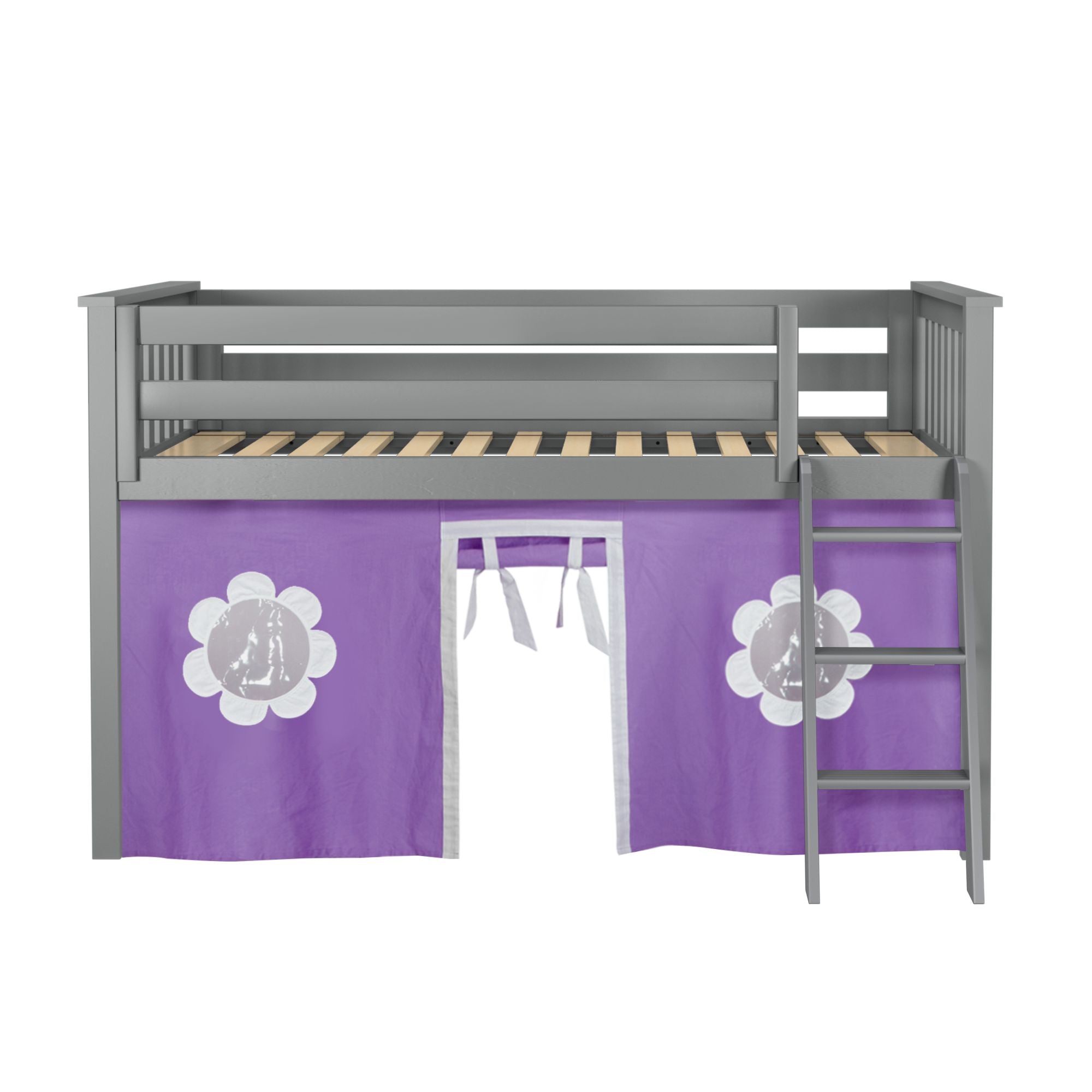 Jackpot Deluxe York 3 Twin Play Loft with Purple/White Curtain