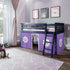 Jackpot Deluxe York 3 Twin Play Loft with Purple/White Curtain