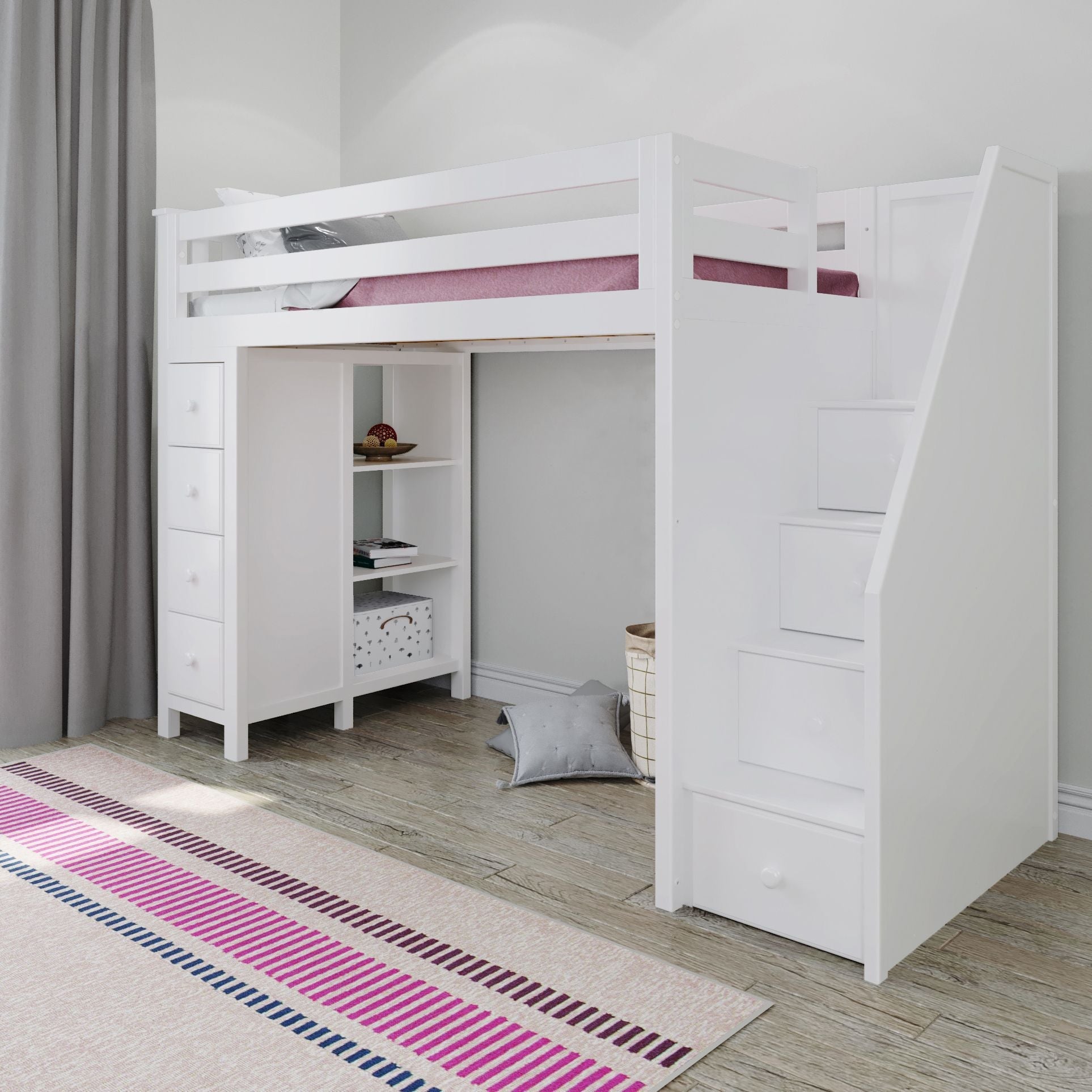 Jackpot Deluxe Oxford Staircase Loft Bed Storage