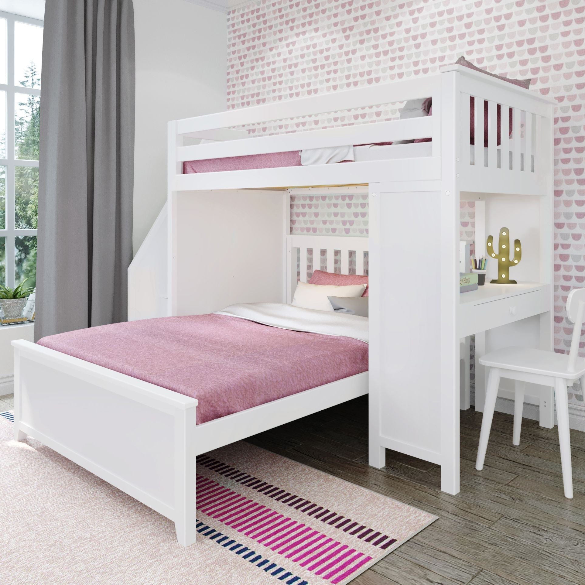 Jackpot Deluxe Brighton 1 Staircase Loft Bed Desk + Full Bed
