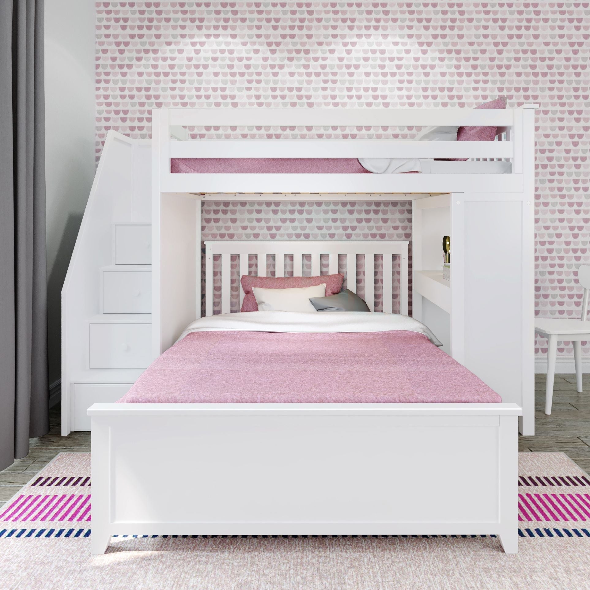 Jackpot Deluxe Brighton 1 Staircase Loft Bed Desk + Full Bed