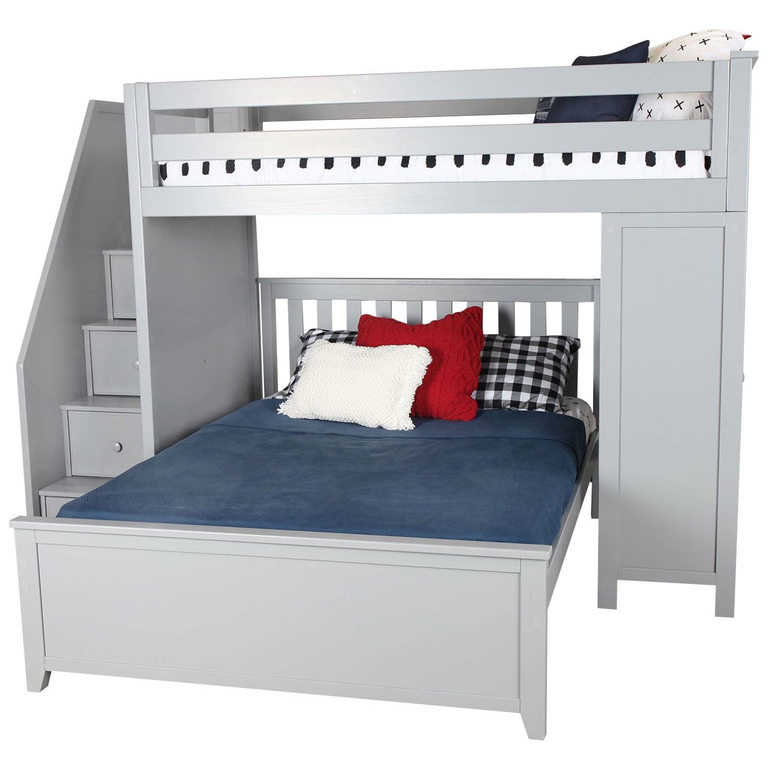 Jackpot Deluxe Brighton 1 Staircase Loft Bed Desk + Full Bed