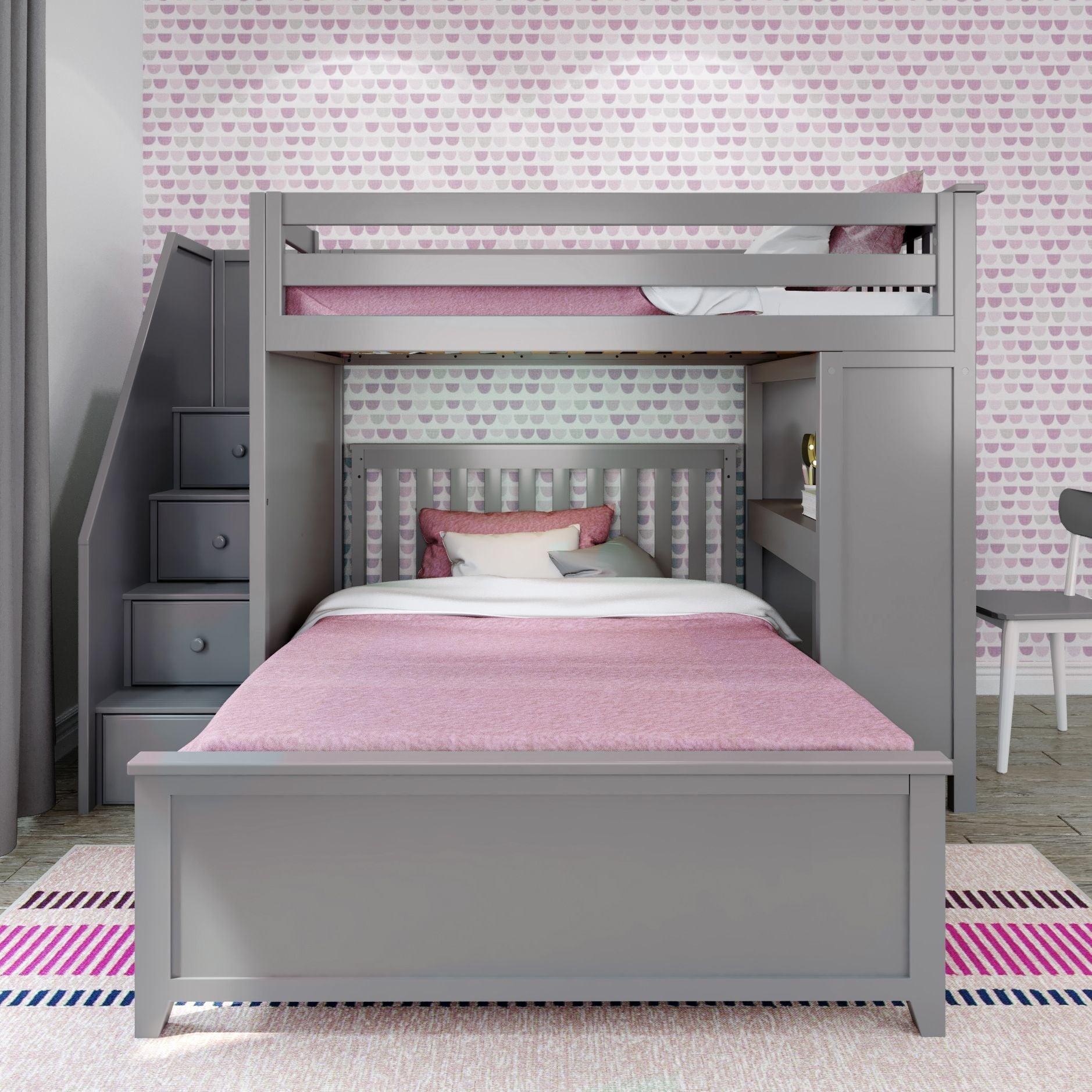 Jackpot Deluxe Brighton 1 Staircase Loft Bed Desk + Full Bed