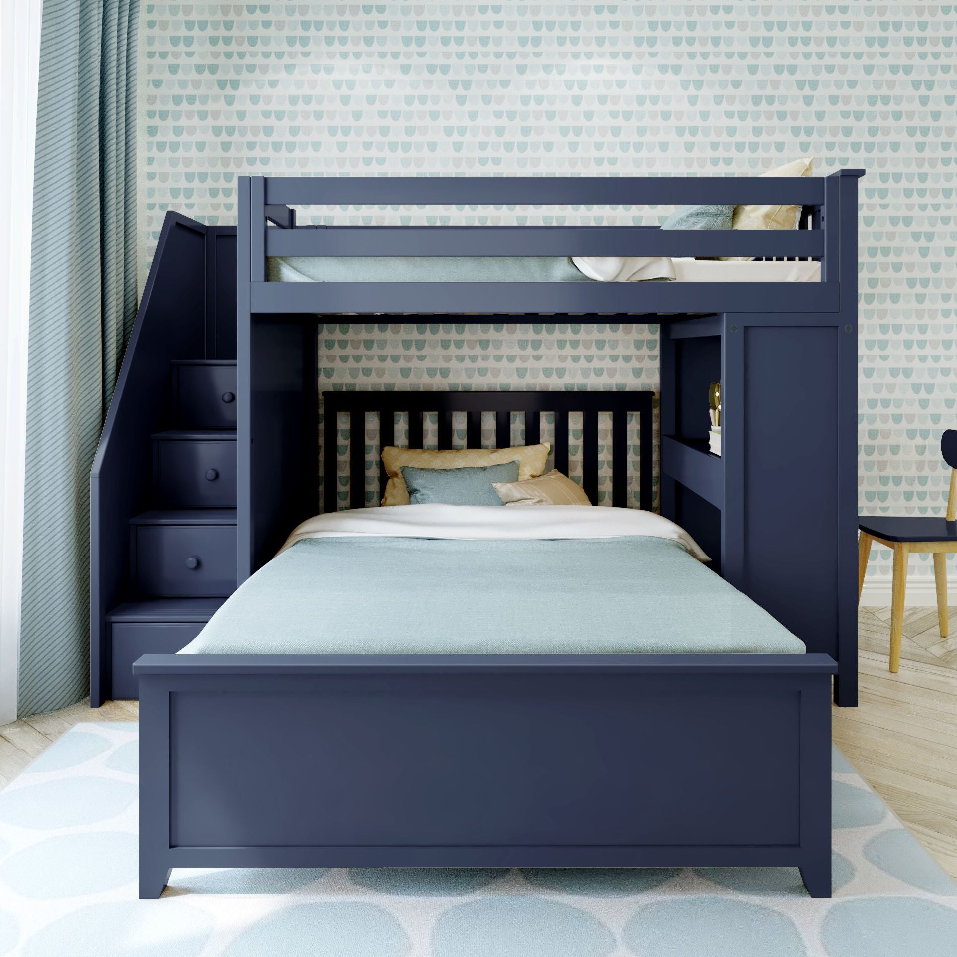 Jackpot Deluxe Brighton 1 Staircase Loft Bed Desk + Full Bed