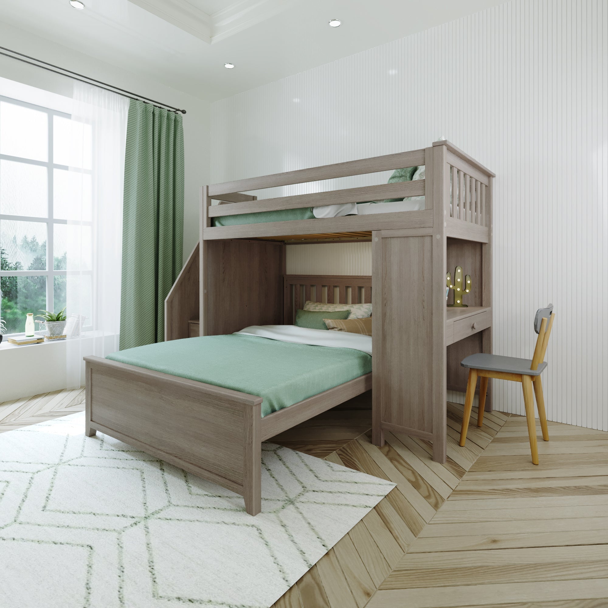 Jackpot Deluxe Brighton 1 Staircase Loft Bed Desk + Full Bed