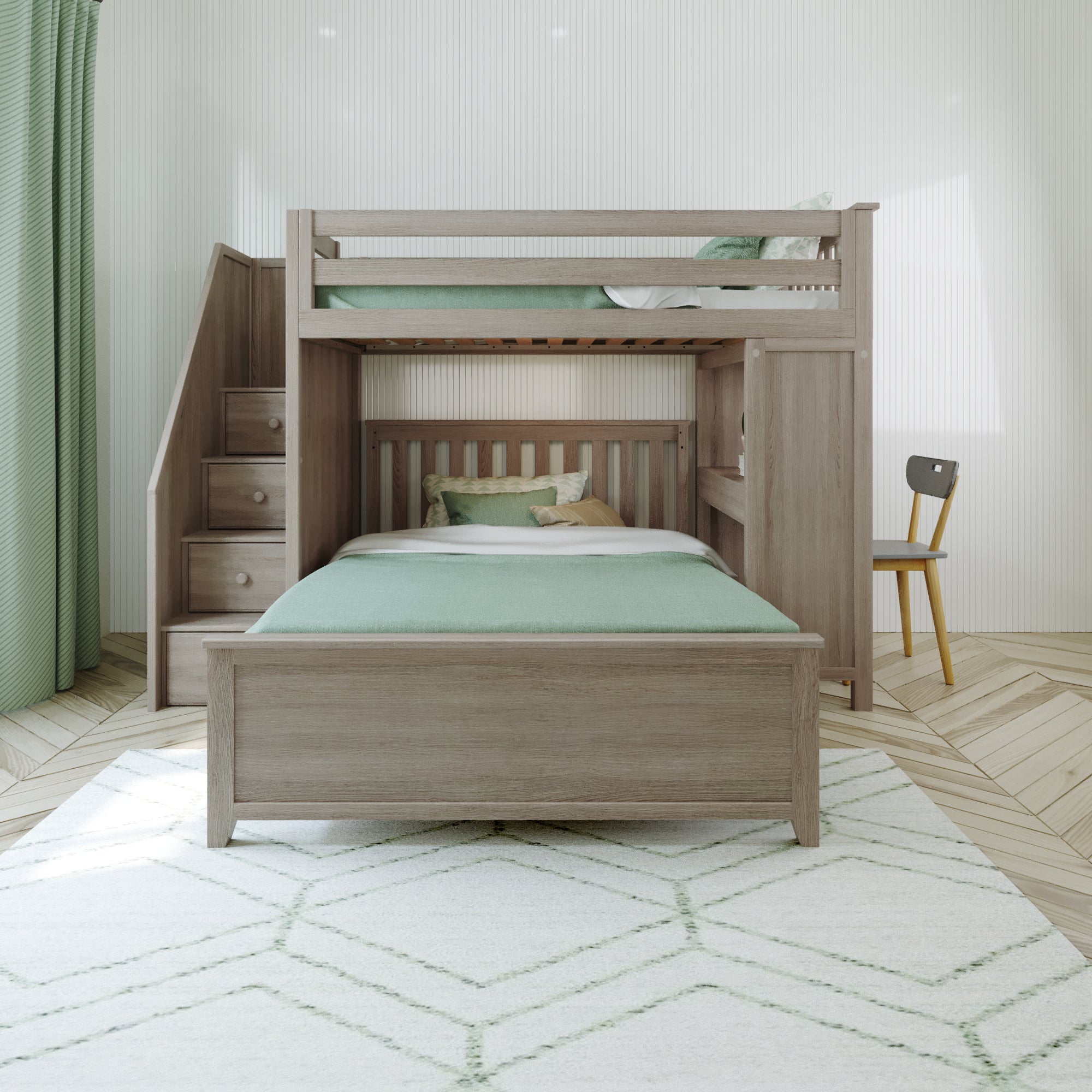 Jackpot Deluxe Brighton 1 Staircase Loft Bed Desk + Full Bed