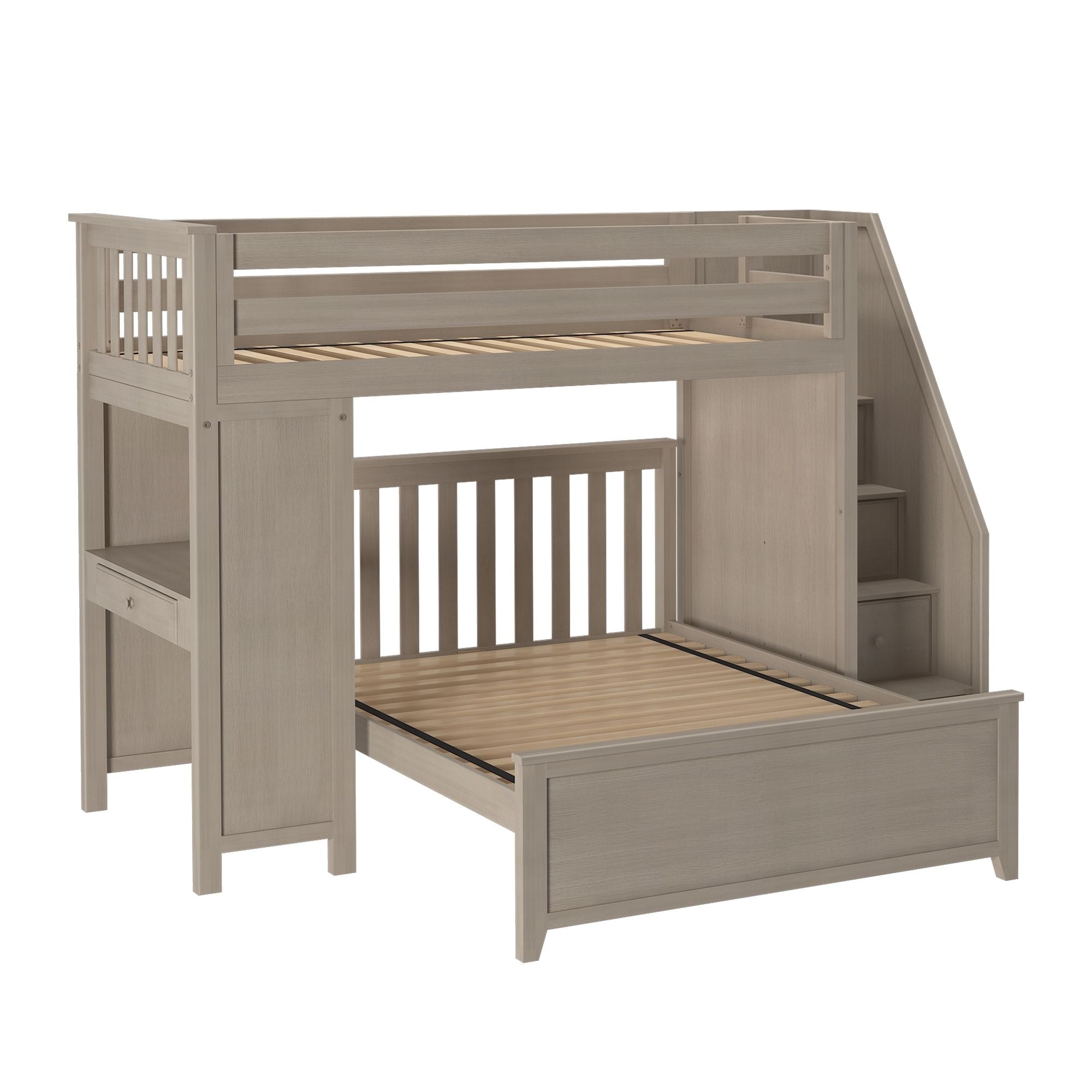 Jackpot Deluxe Brighton 1 Staircase Loft Bed Desk + Full Bed