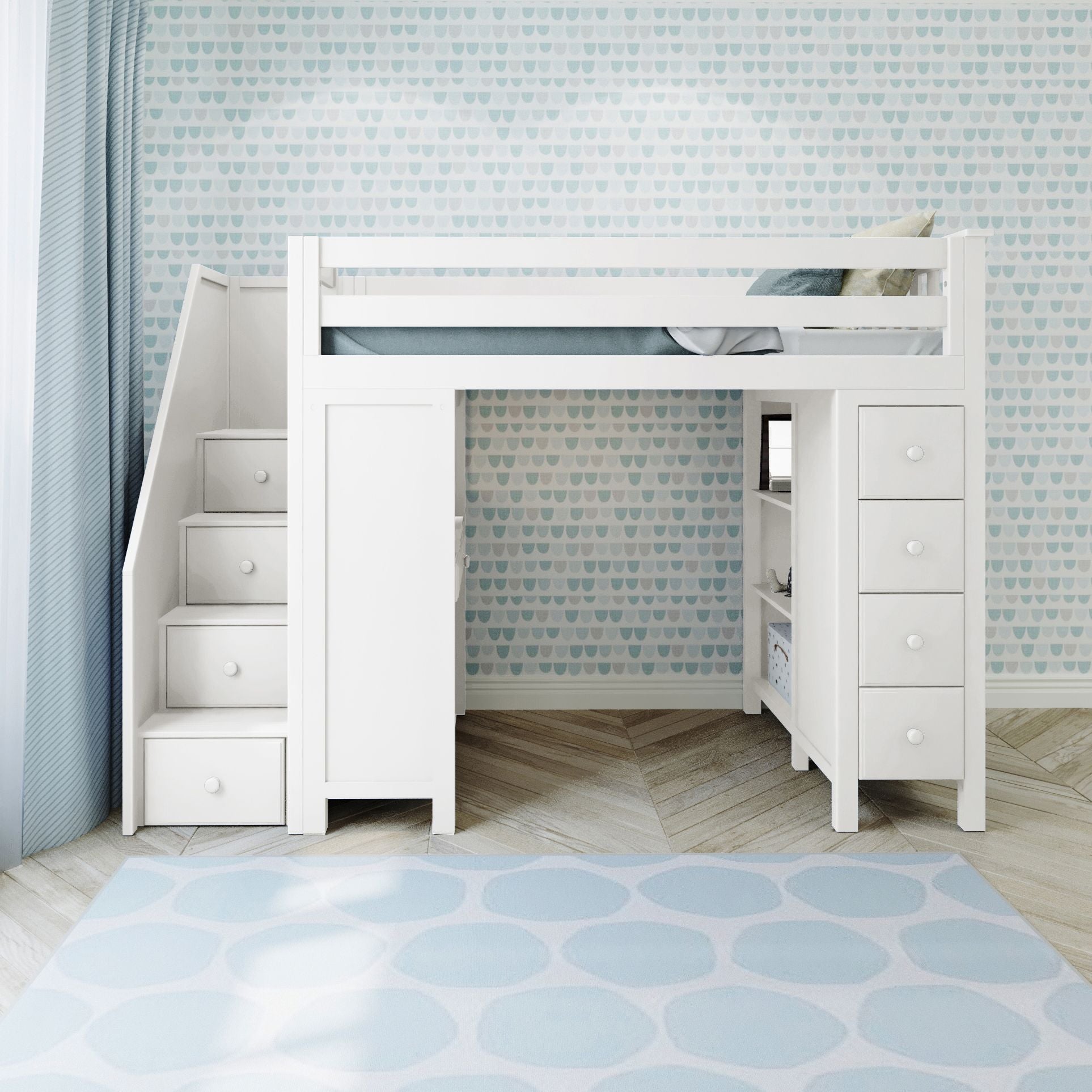 Jackpot Deluxe Chester 3 Staircase Loft Bed Desk + Dresser