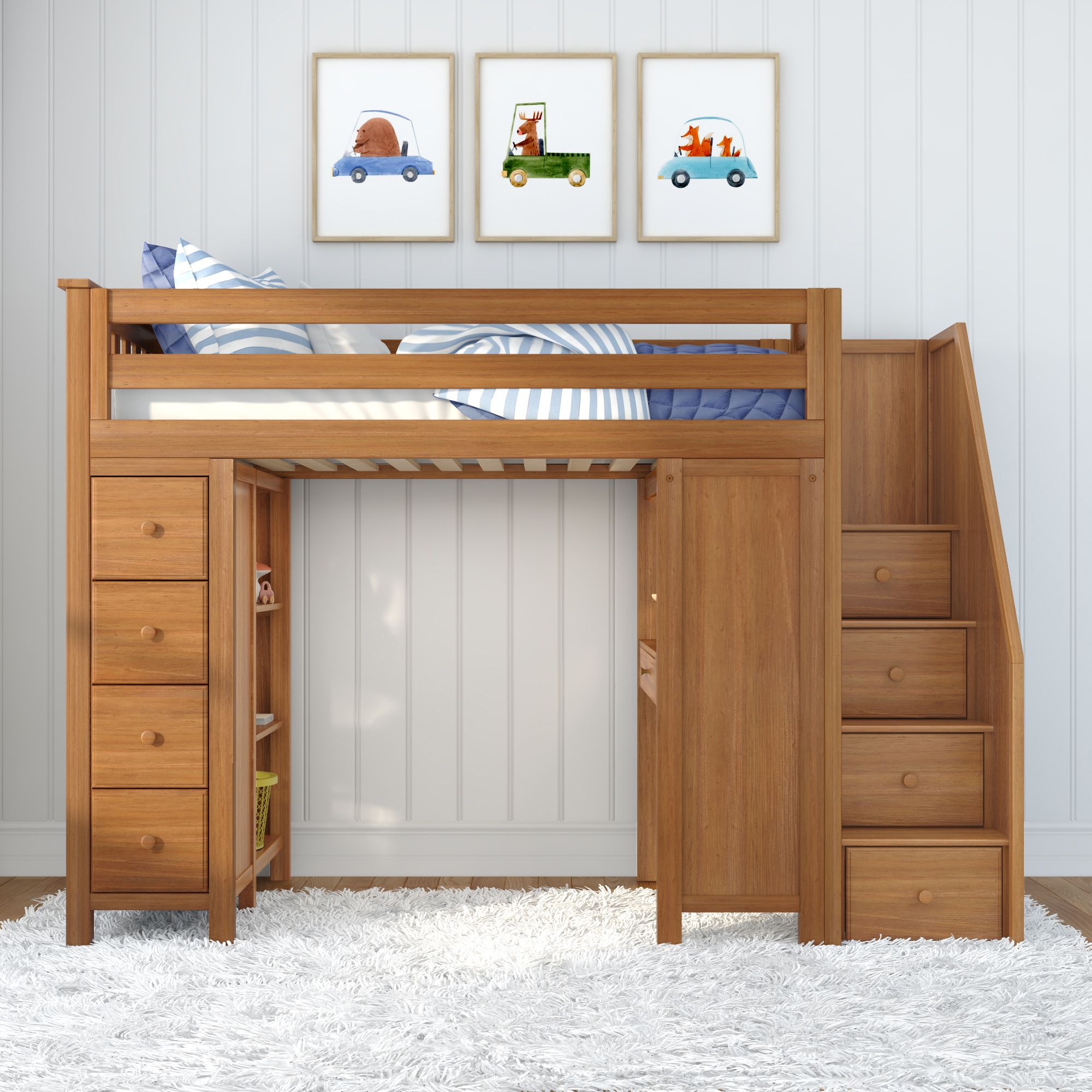 Jackpot Deluxe Chester 3 Staircase Loft Bed Desk + Dresser