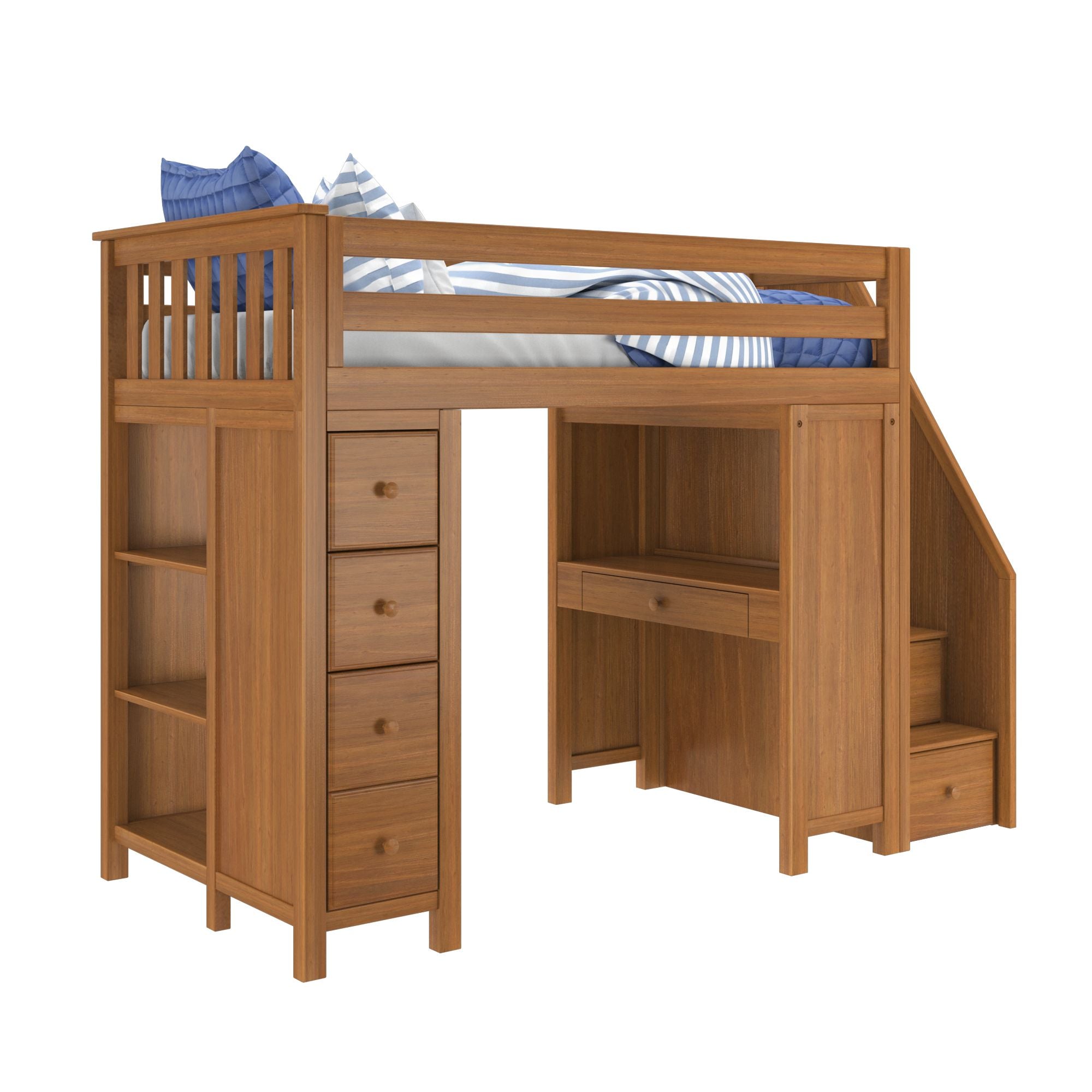 Jackpot Deluxe Chester 3 Staircase Loft Bed Desk + Dresser