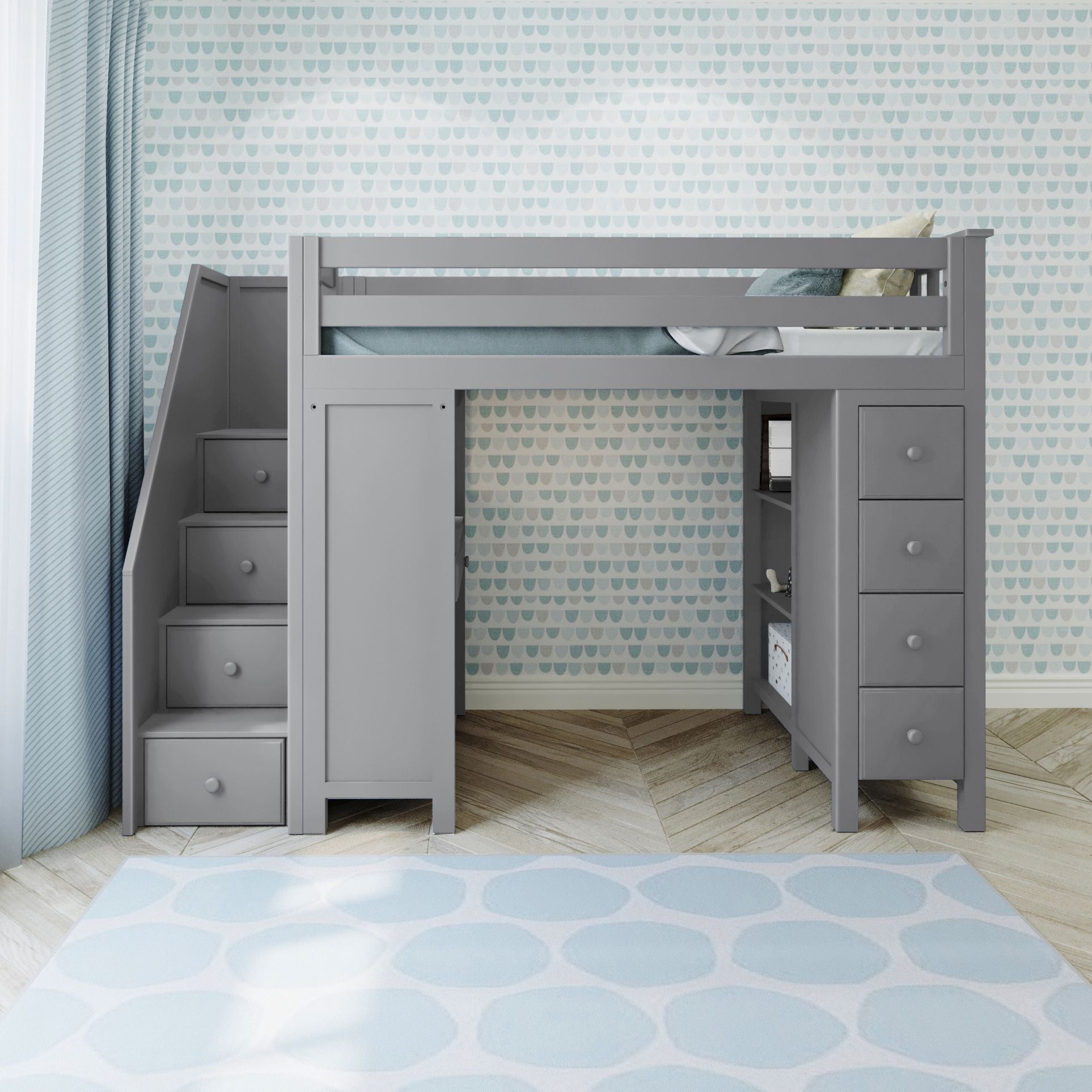 Jackpot Deluxe Chester 3 Staircase Loft Bed Desk + Dresser