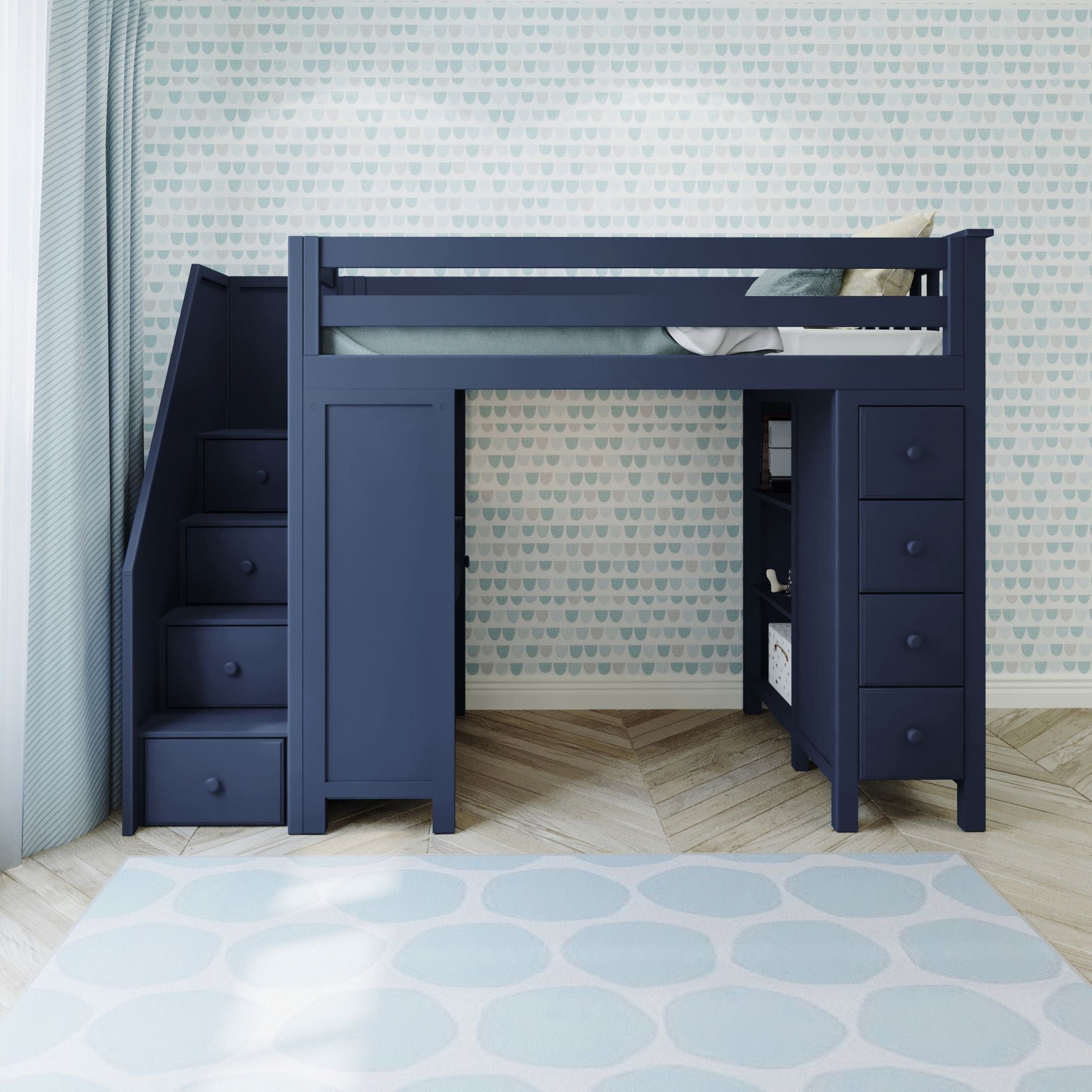 Jackpot Deluxe Chester 3 Staircase Loft Bed Desk + Dresser