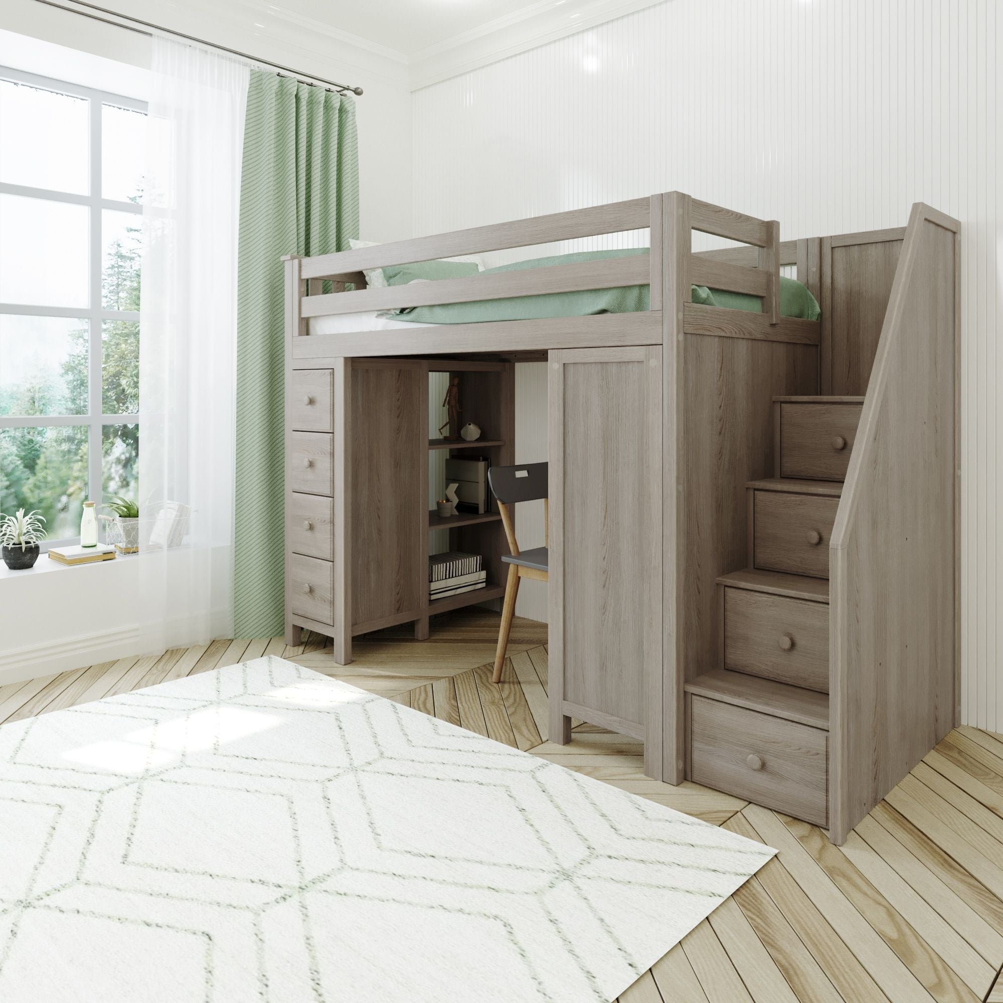 Jackpot Deluxe Chester 3 Staircase Loft Bed Desk + Dresser