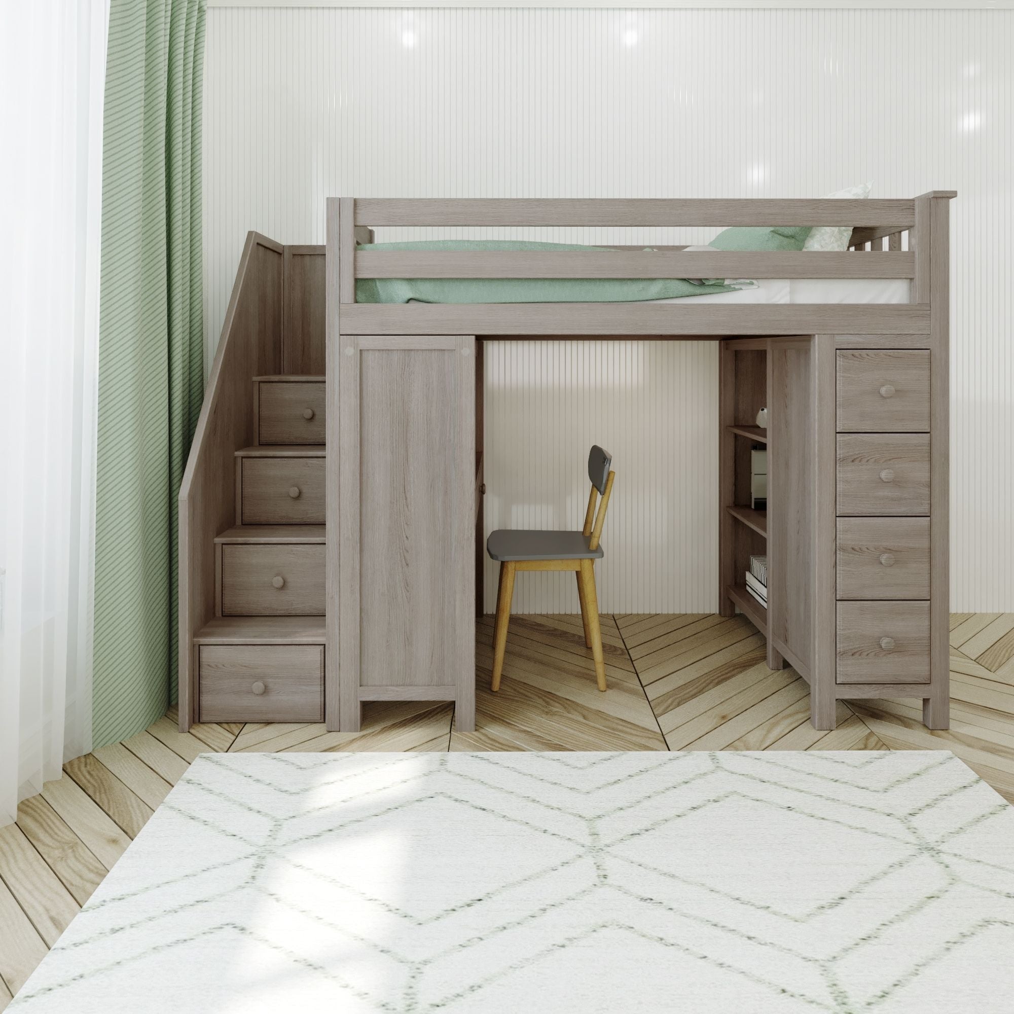Jackpot Deluxe Chester 3 Staircase Loft Bed Desk + Dresser