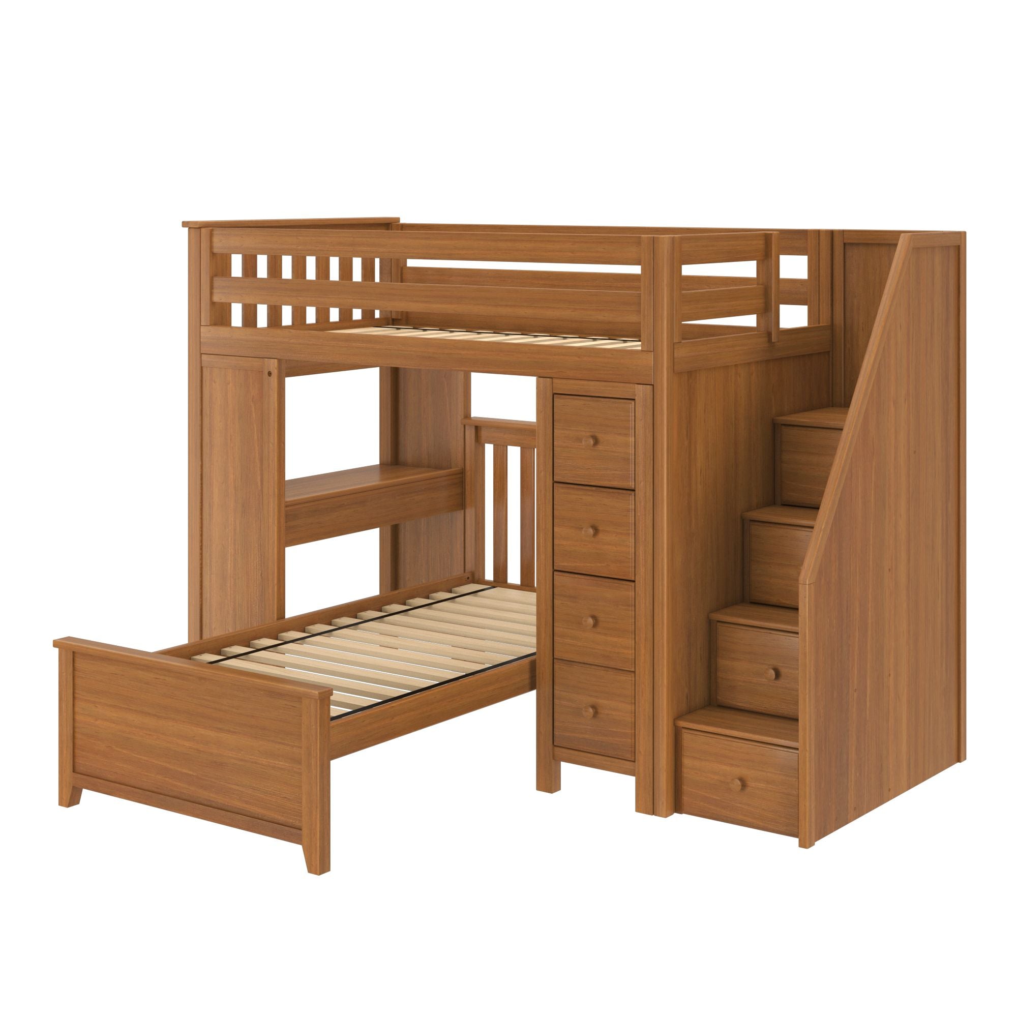 Jackpot Deluxe Chester 4 Staircase Loft Bed Desk + Dresser + Twin Bed