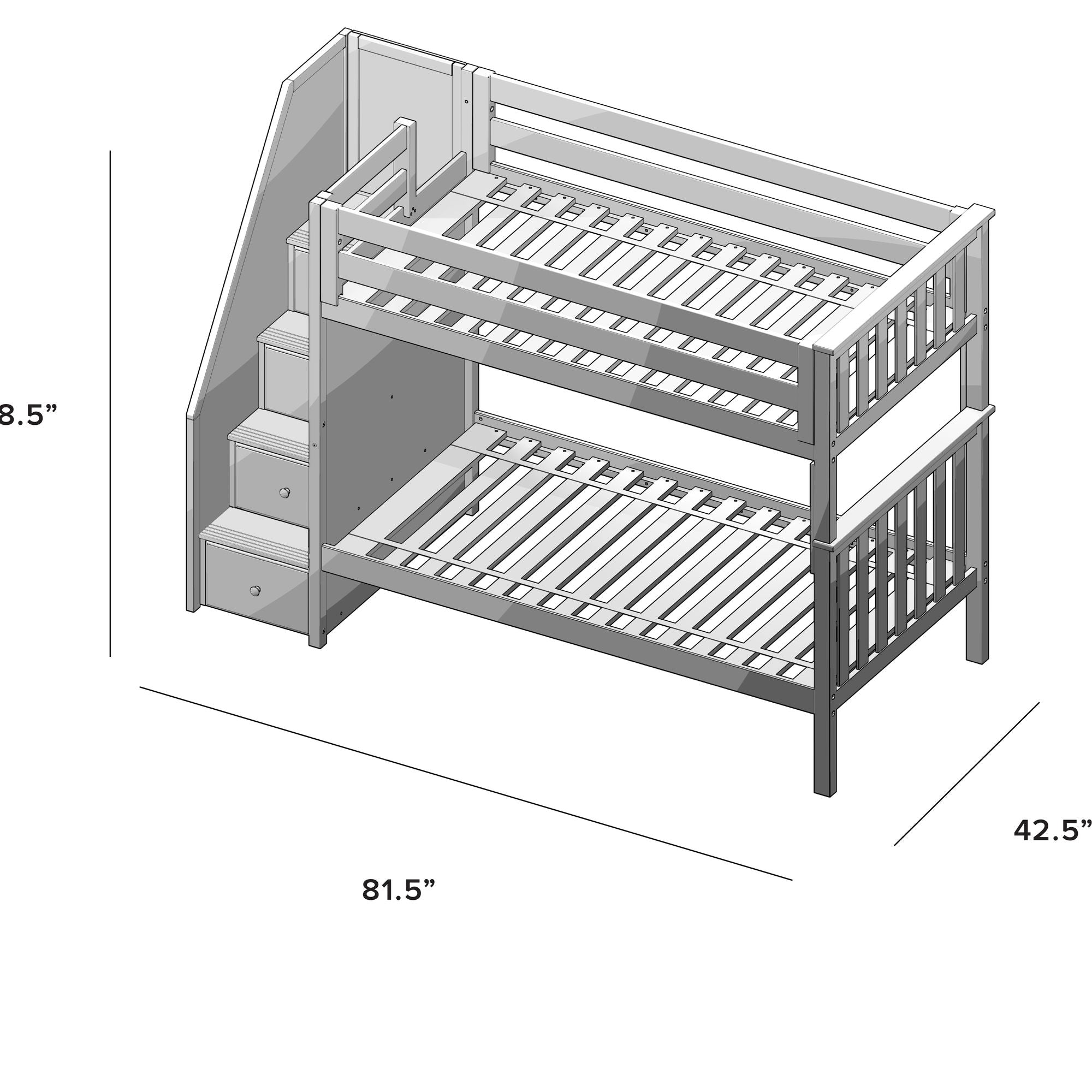 Jackpot Deluxe Sunderland Twin over Twin Staircase Bunk