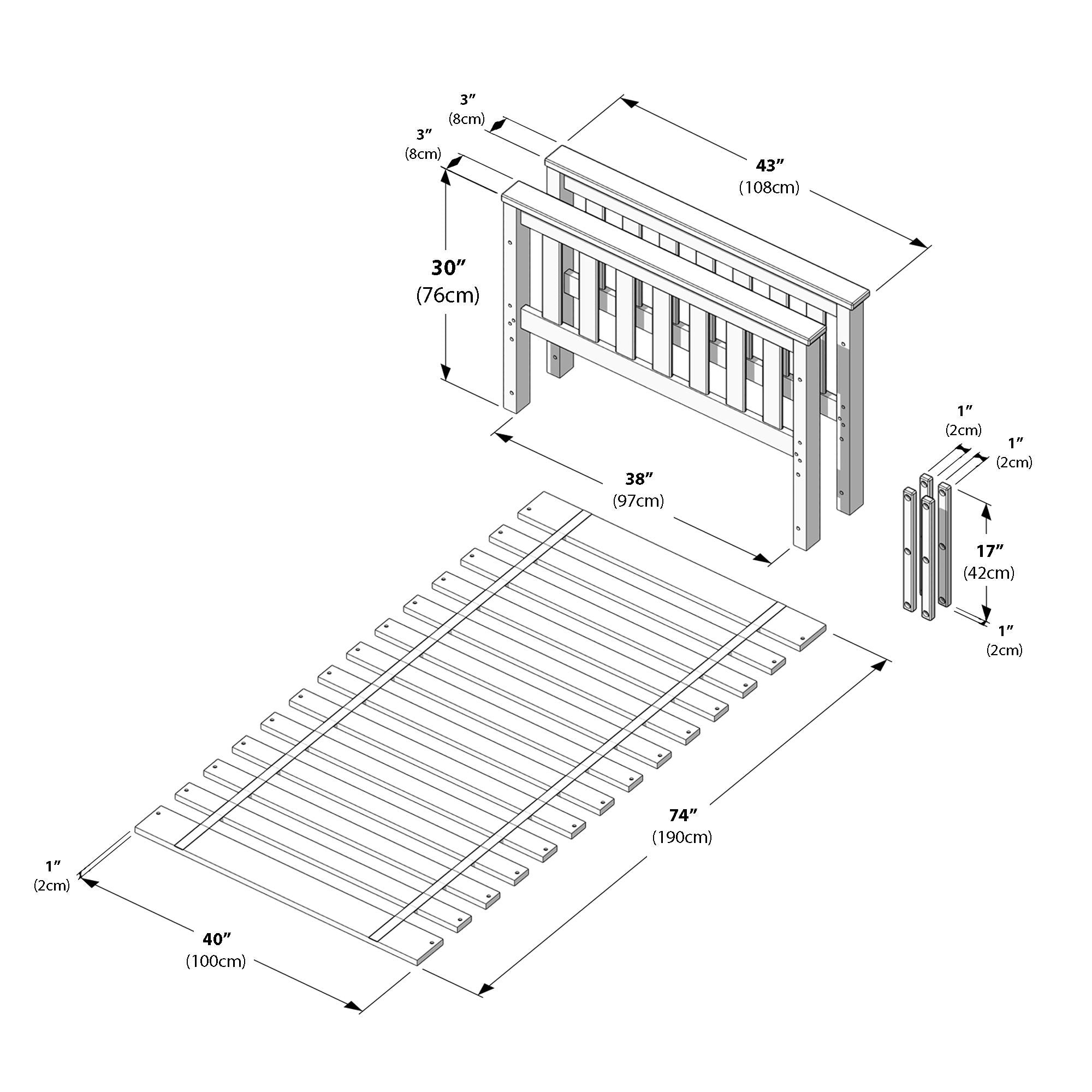 Jackpot Deluxe Slat Twin/Twin Low Bed Ends with Twin Slat Roll