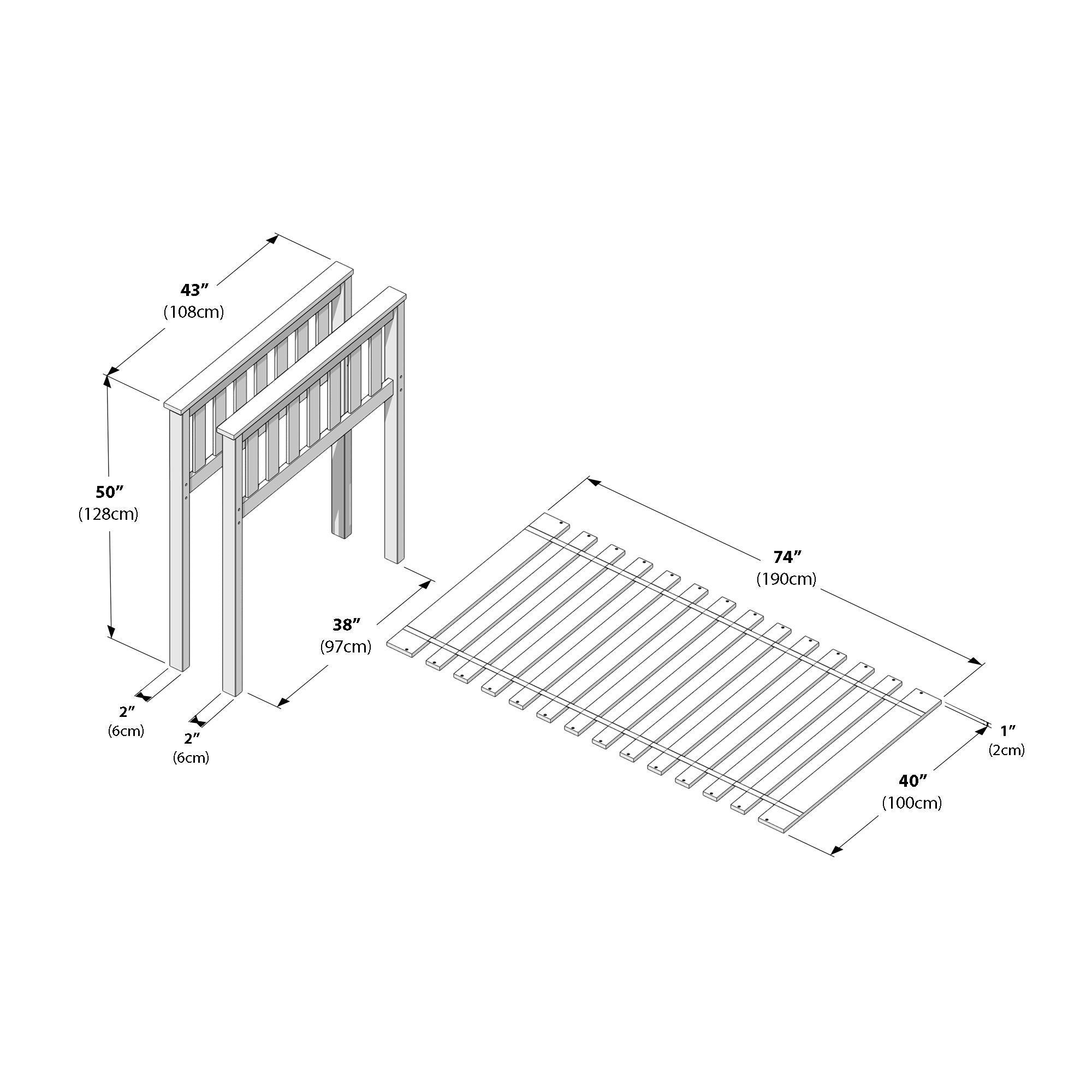 Jackpot Deluxe Slat Low Loft Bed Ends & Slat Roll