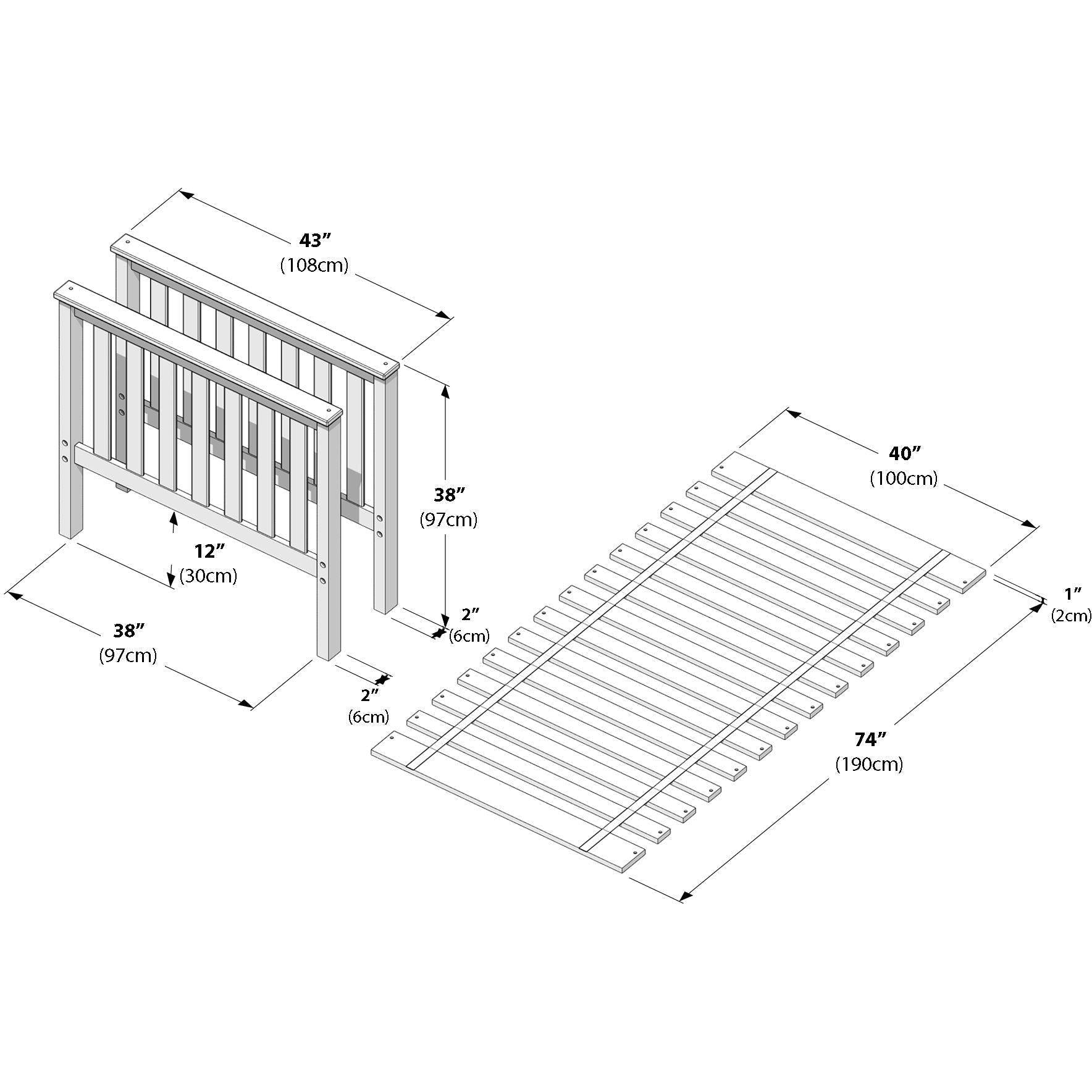 Jackpot Deluxe Slat Twin/Twin High Bed Ends with Twin Slats Roll