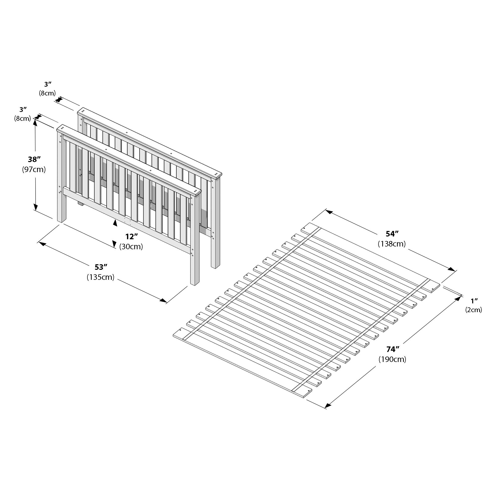 Jackpot Deluxe Slat Full/Full High Bed Ends with Full Slat Roll