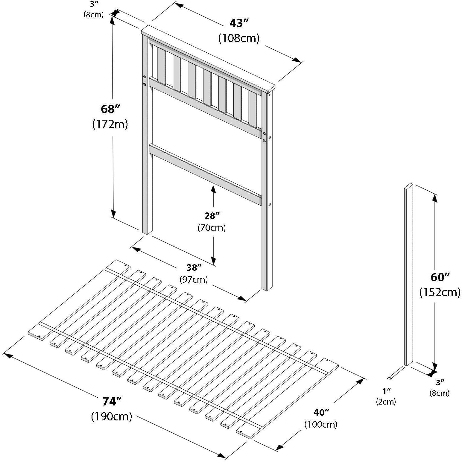 Jackpot Deluxe Twin Bed End with Short Cross Member
