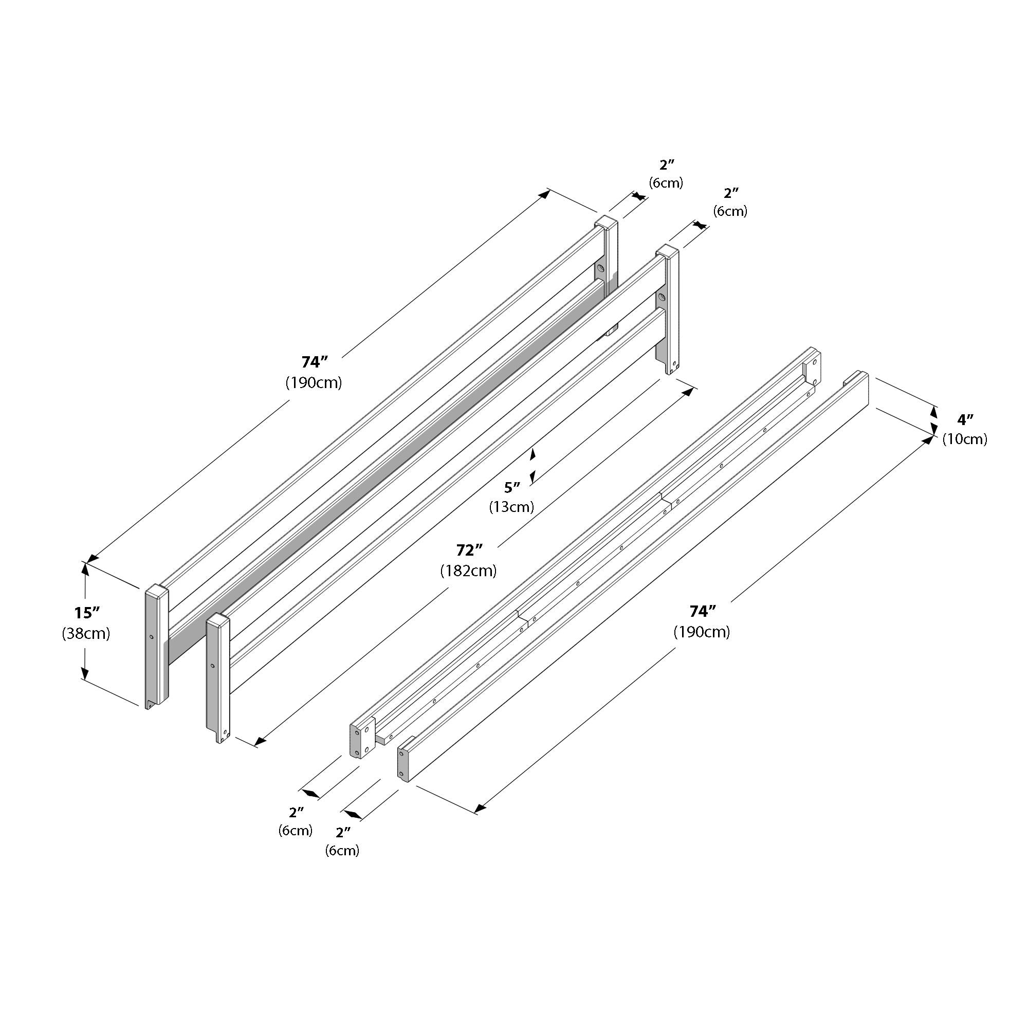 Jackpot Deluxe 2 Full Length Guard Rail Sets & 1 Bed Rail Set