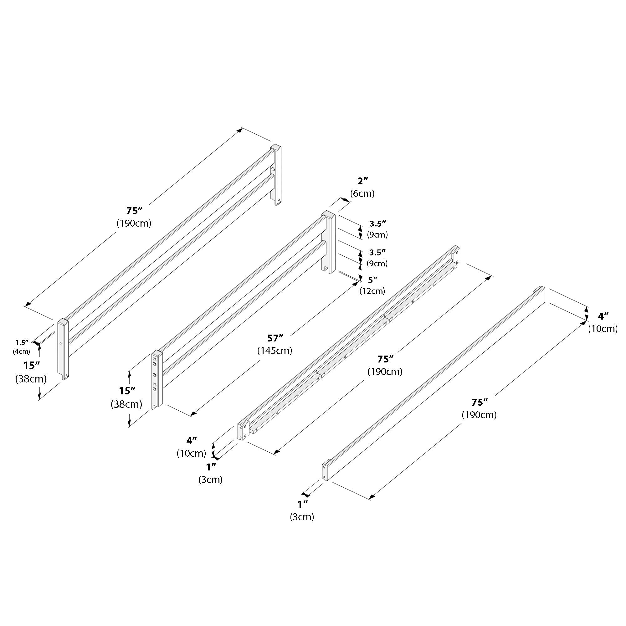 Jackpot Deluxe Bed Rail, Full Length & 3/4 Guard Rail Set
