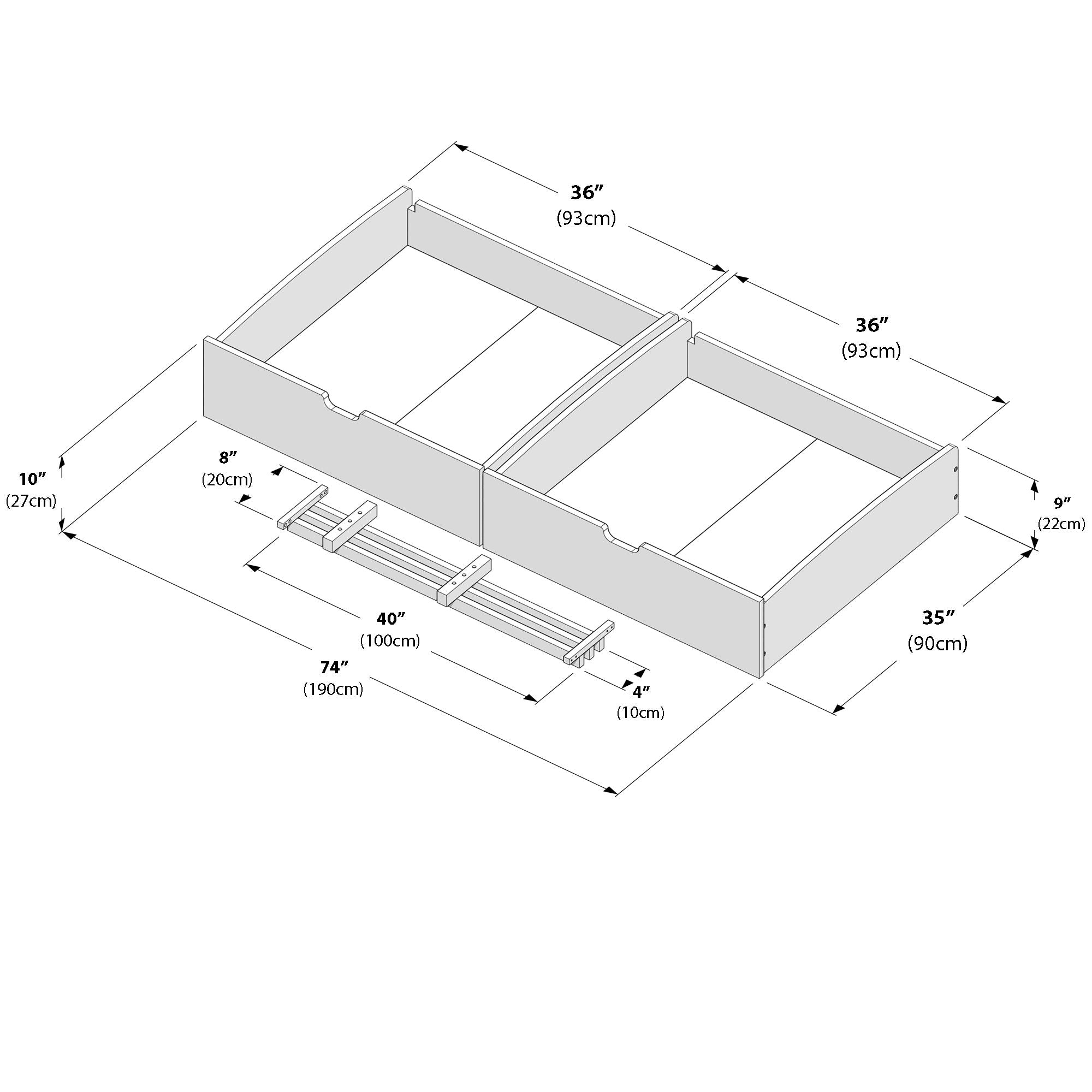 Jackpot Deluxe 2 Drawer with Center Guide Under Unit