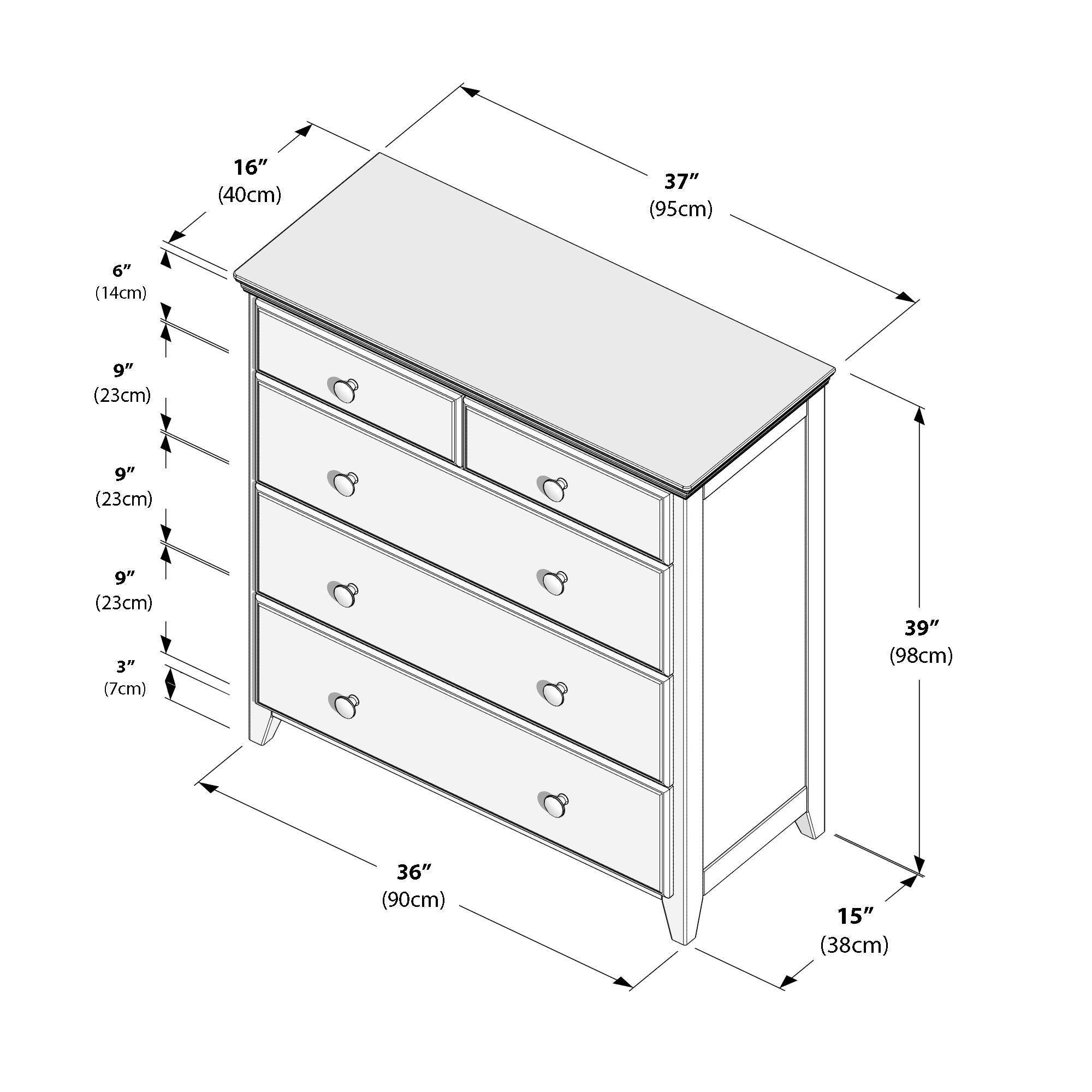Jackpot Deluxe 2 over 3 Drawer Dresser