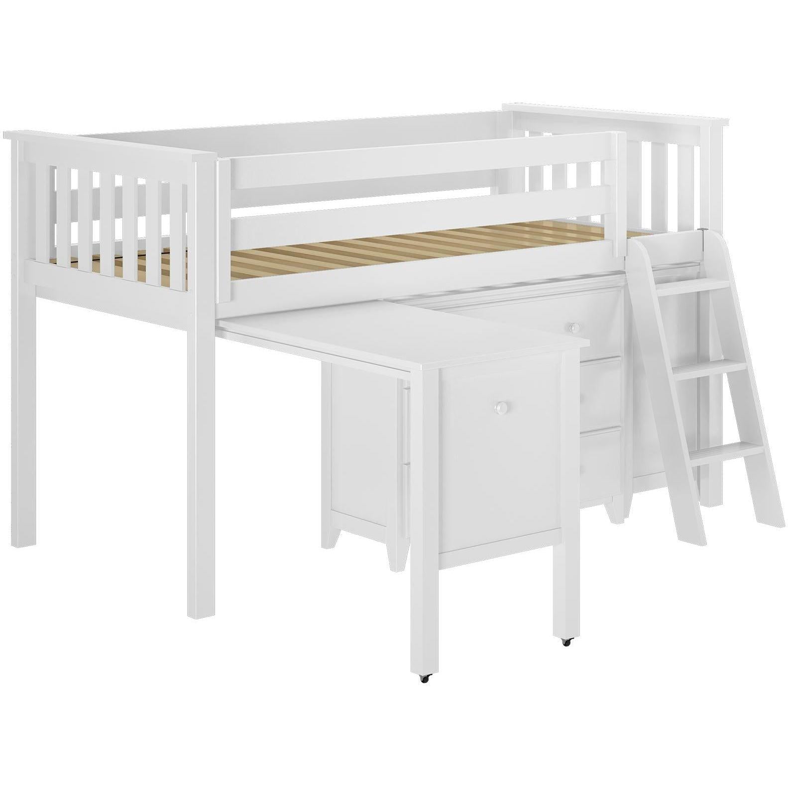 Jackpot Deluxe Windsor 3 Twin-Size Storage Loft Bed with Two Dressers and Desk