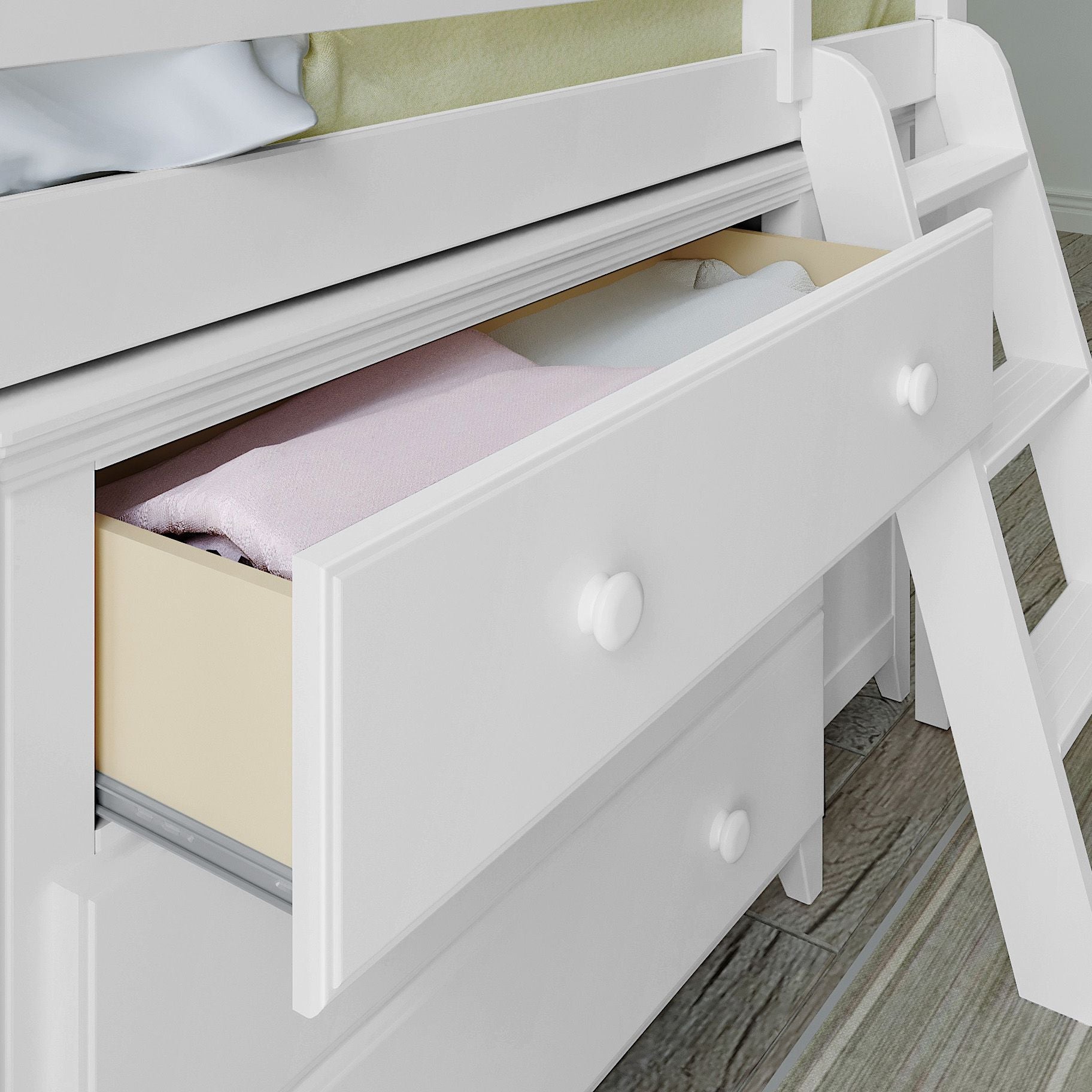 Jackpot Deluxe Windsor 3 Twin-Size Storage Loft Bed with Two Dressers and Desk