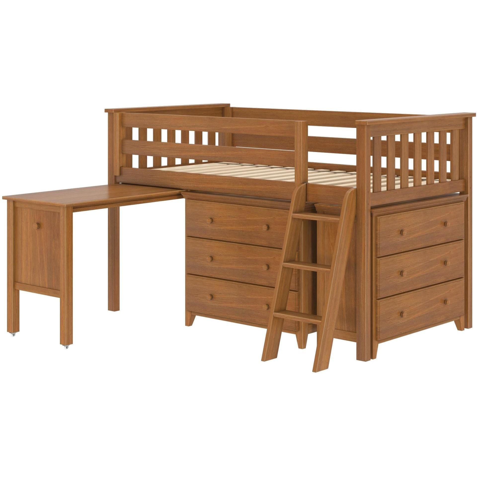 Jackpot Deluxe Windsor 3 Twin-Size Storage Loft Bed with Two Dressers and Desk