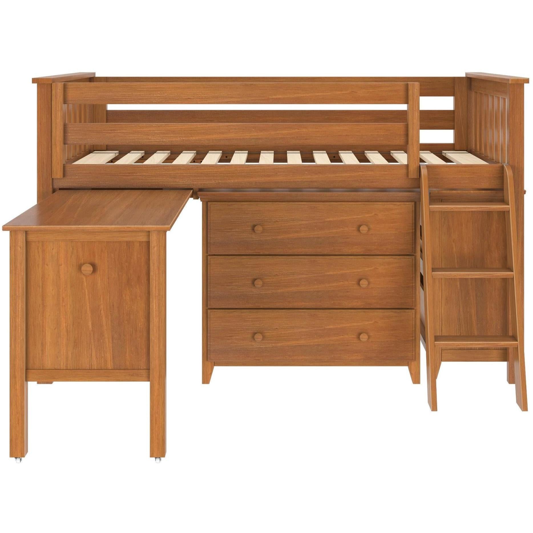 Jackpot Deluxe Windsor 3 Twin-Size Storage Loft Bed with Two Dressers and Desk