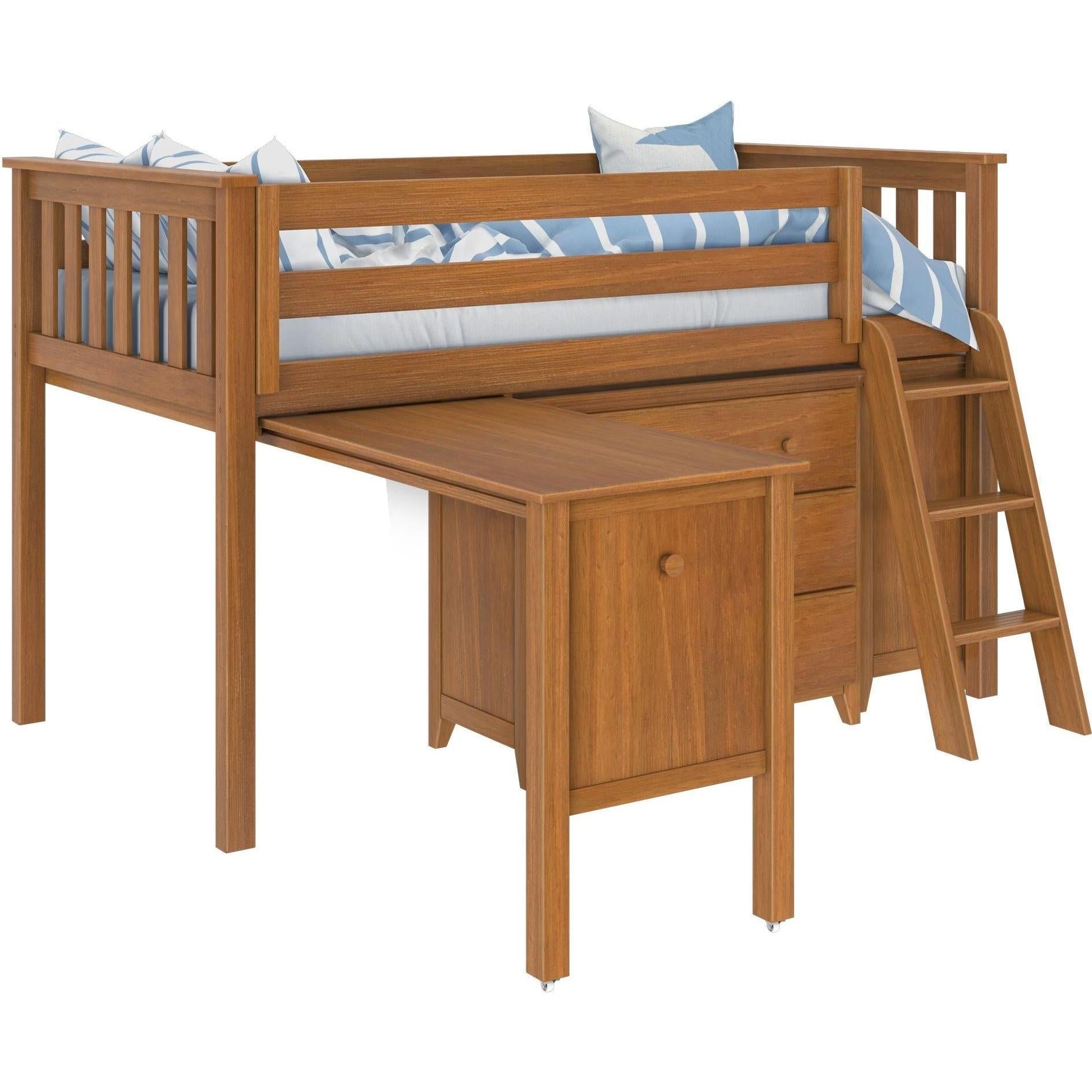 Jackpot Deluxe Windsor 3 Twin-Size Storage Loft Bed with Two Dressers and Desk