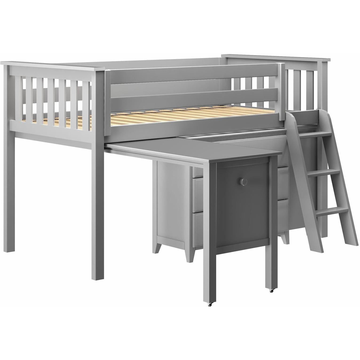 Jackpot Deluxe Windsor 3 Twin-Size Storage Loft Bed with Two Dressers and Desk