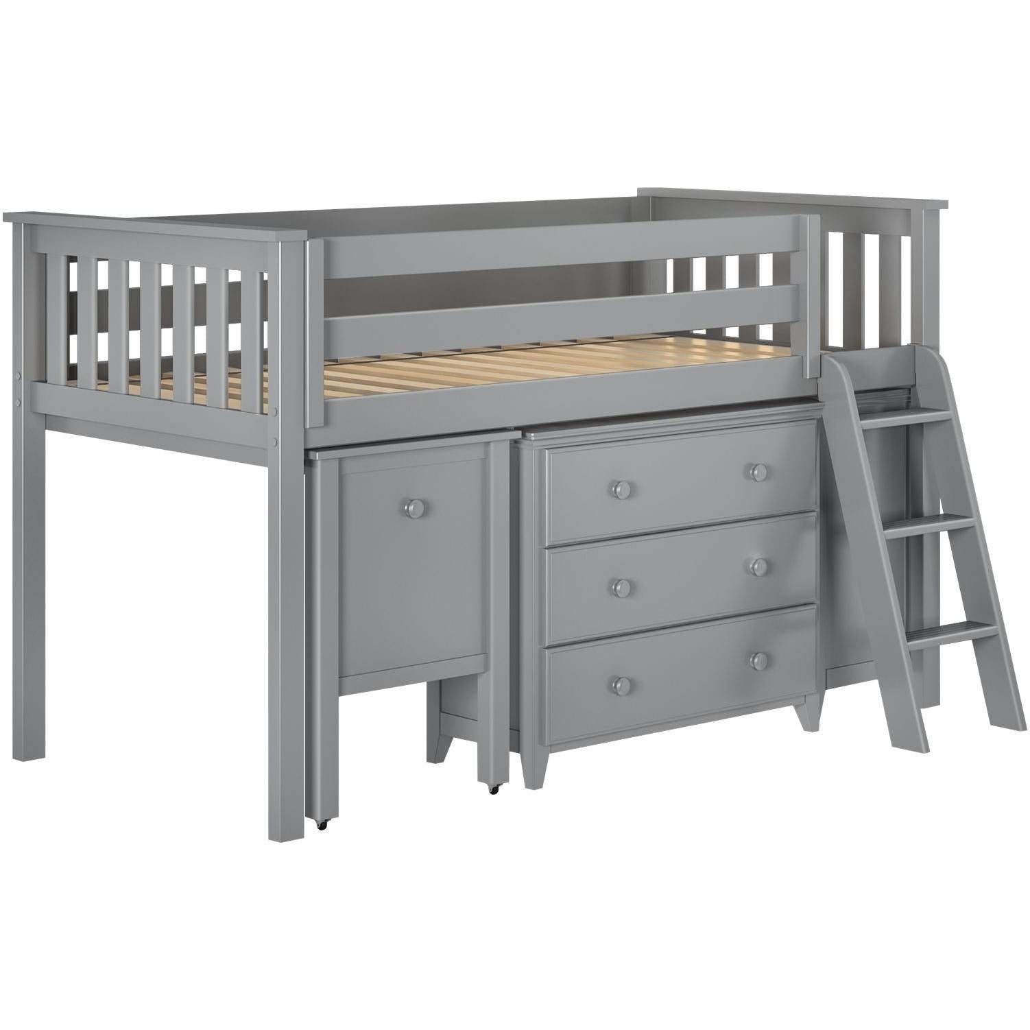 Jackpot Deluxe Windsor 3 Twin-Size Storage Loft Bed with Two Dressers and Desk