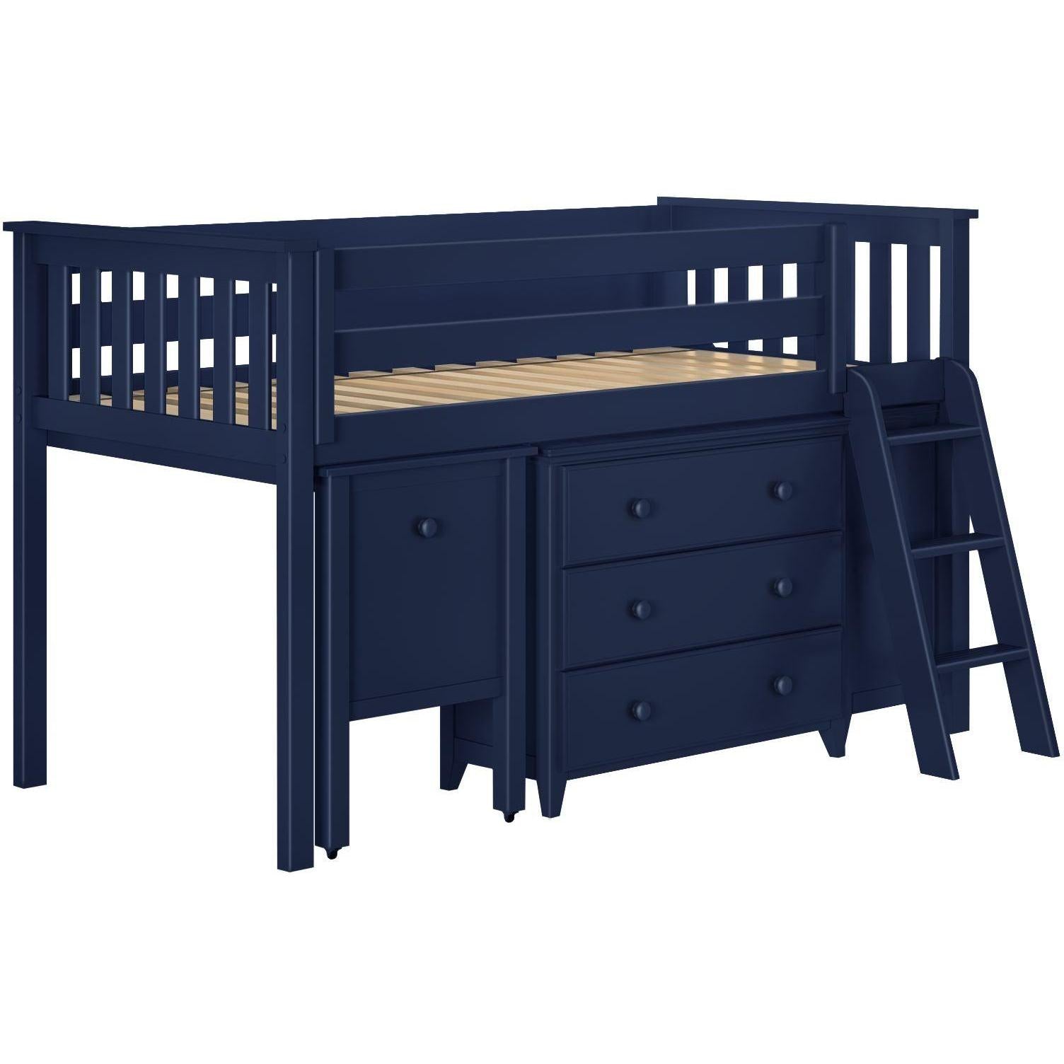 Jackpot Deluxe Windsor 3 Twin-Size Storage Loft Bed with Two Dressers and Desk