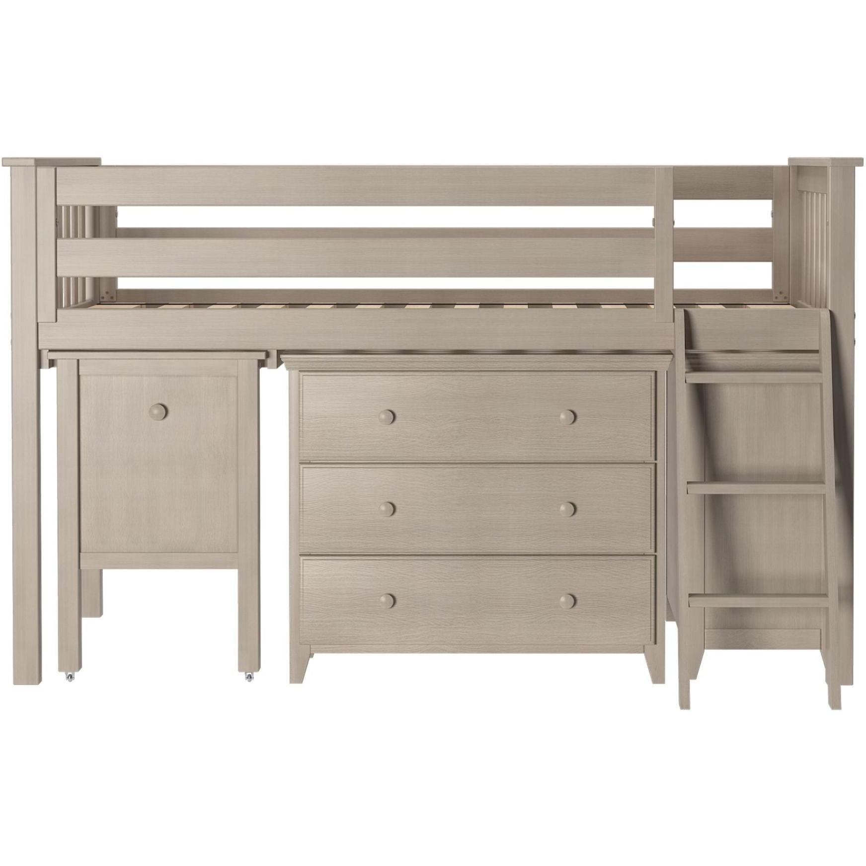 Jackpot Deluxe Windsor 3 Twin-Size Storage Loft Bed with Two Dressers and Desk