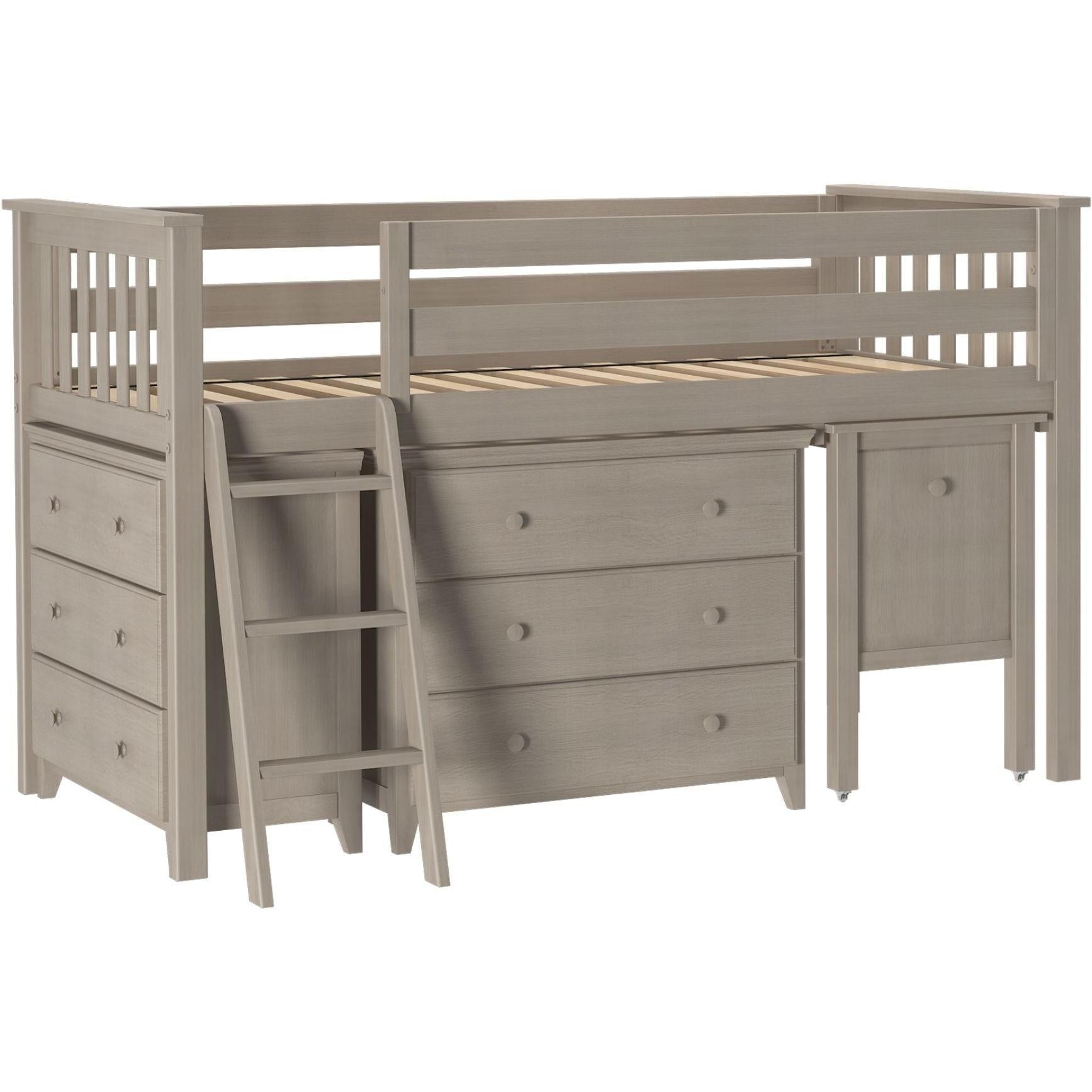 Jackpot Deluxe Windsor 3 Twin-Size Storage Loft Bed with Two Dressers and Desk