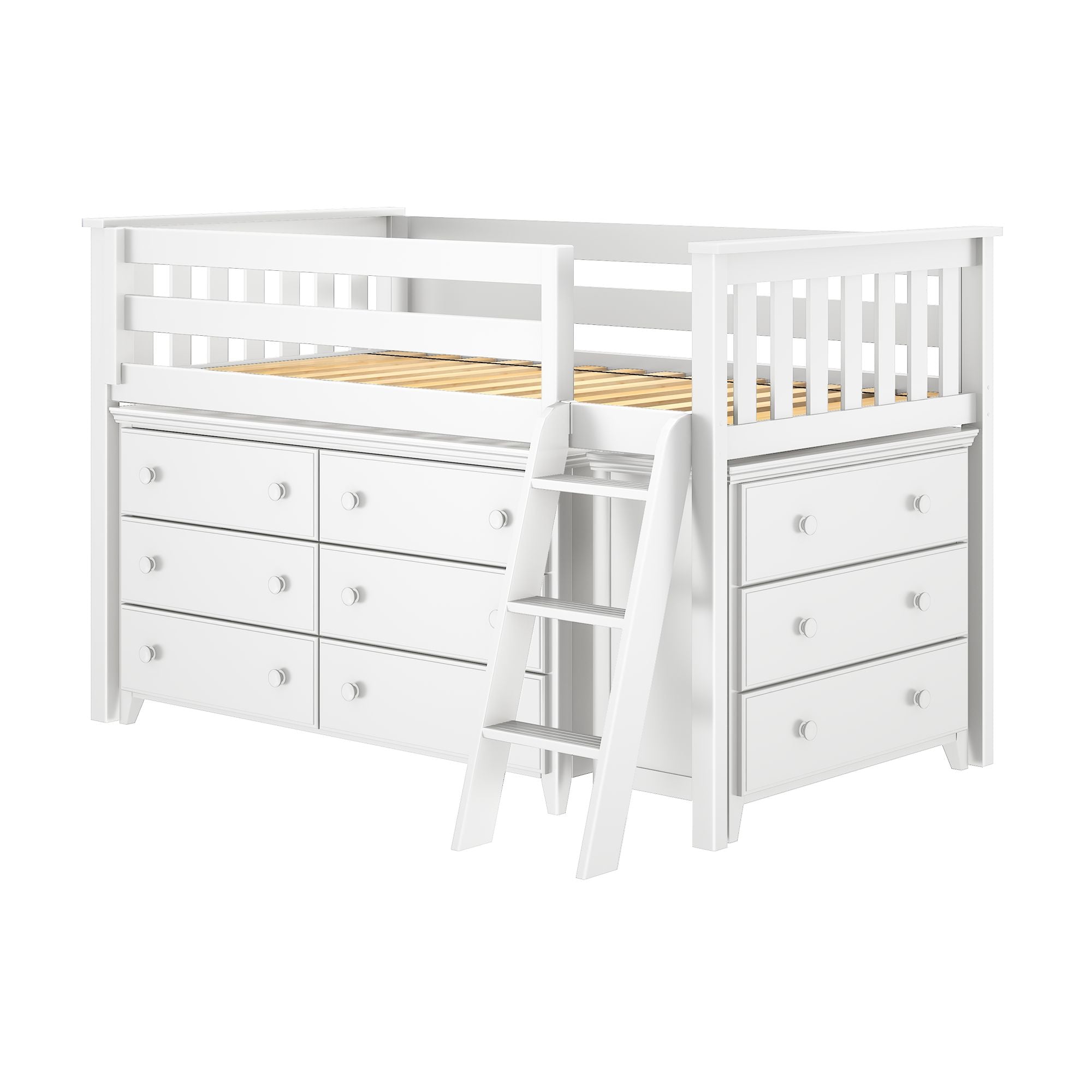Jackpot Deluxe Windsor 1 Twin-Size Storage Loft Bed with Two Dressers