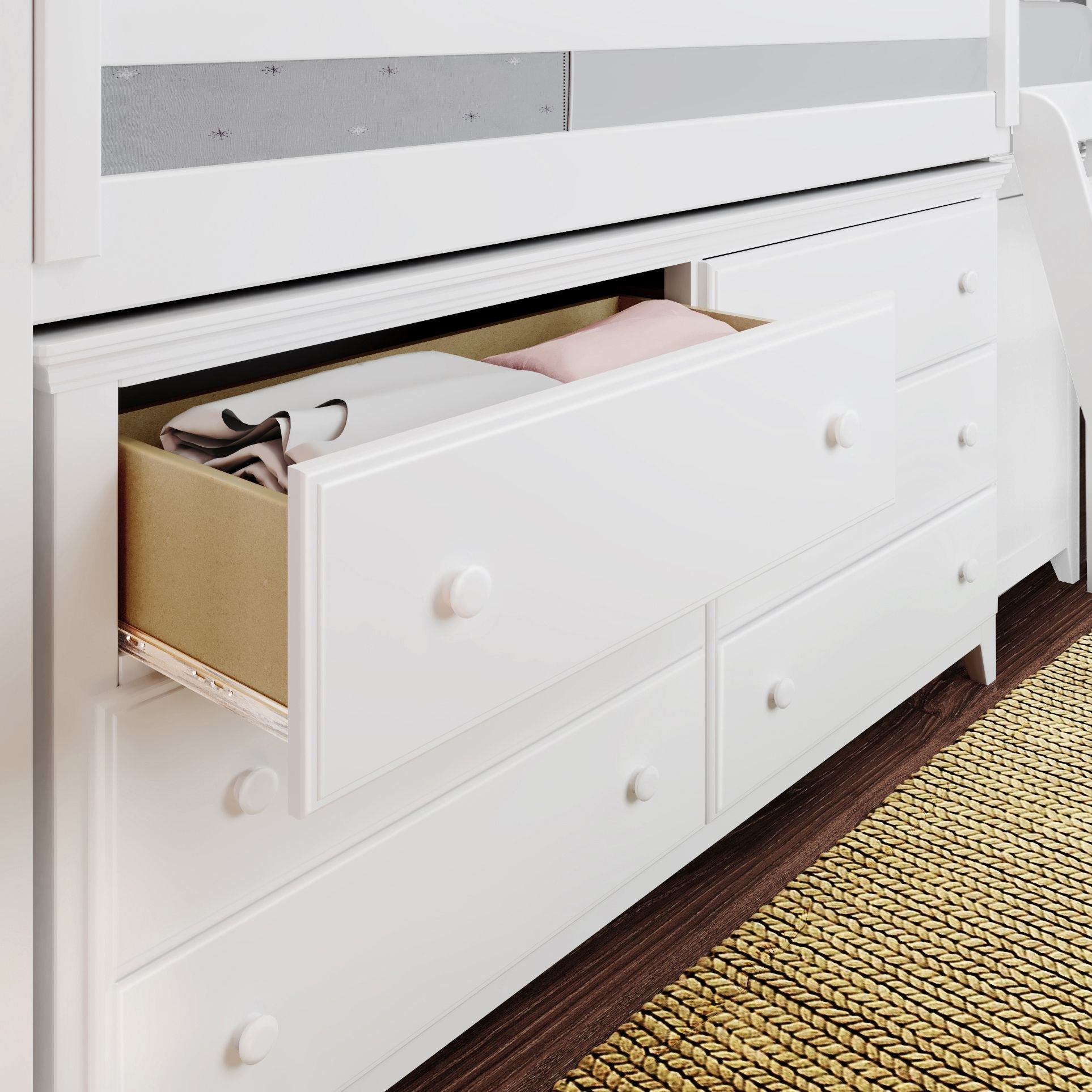 Jackpot Deluxe Windsor 1 Twin-Size Storage Loft Bed with Two Dressers