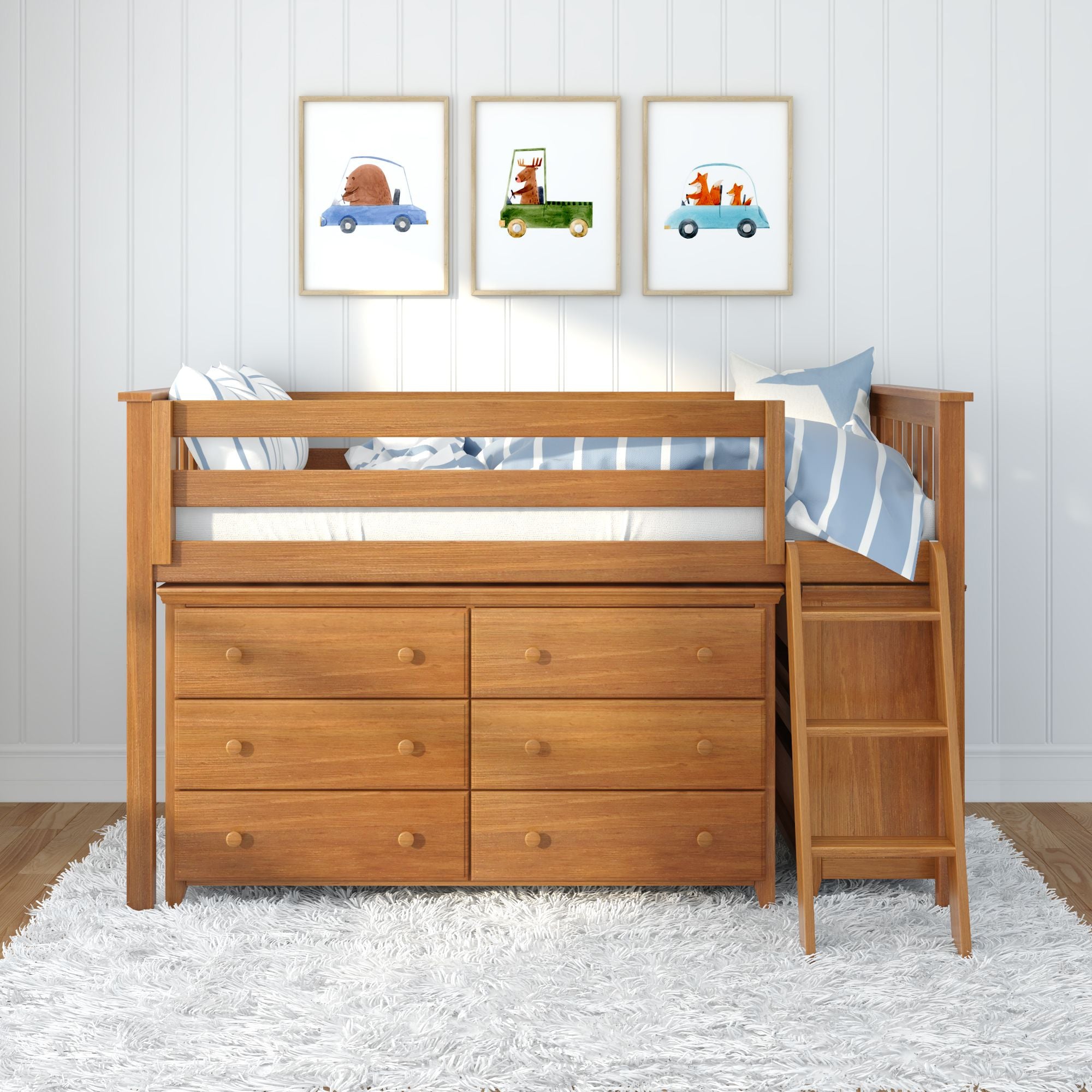 Jackpot Deluxe Windsor 1 Twin-Size Storage Loft Bed with Two Dressers