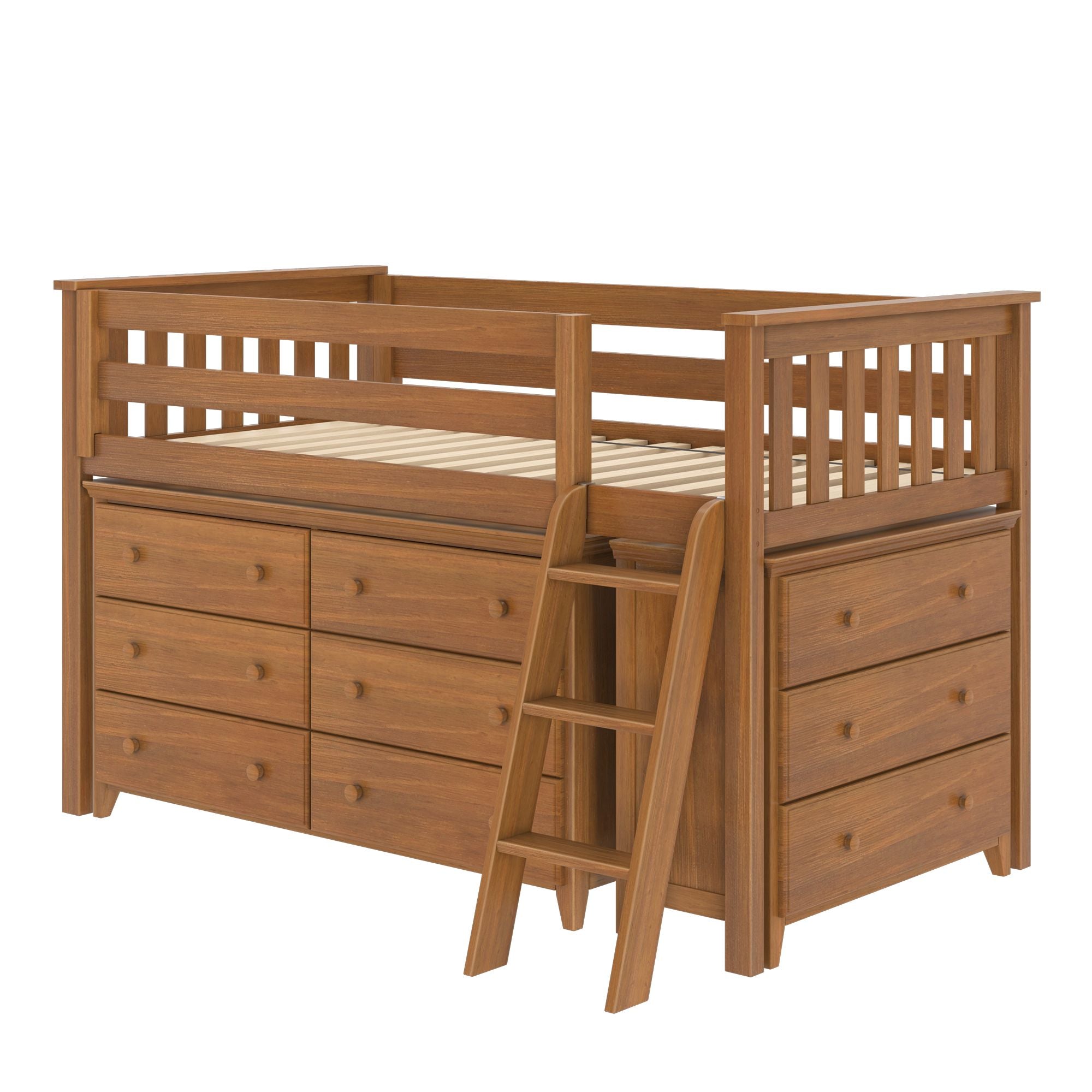 Jackpot Deluxe Windsor 1 Twin-Size Storage Loft Bed with Two Dressers