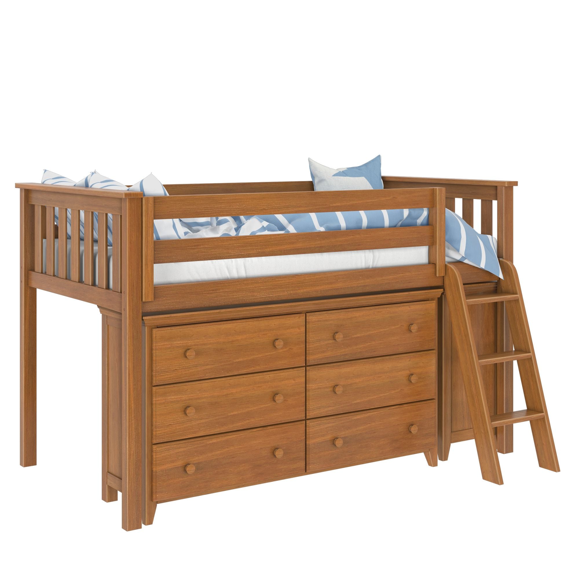 Jackpot Deluxe Windsor 1 Twin-Size Storage Loft Bed with Two Dressers
